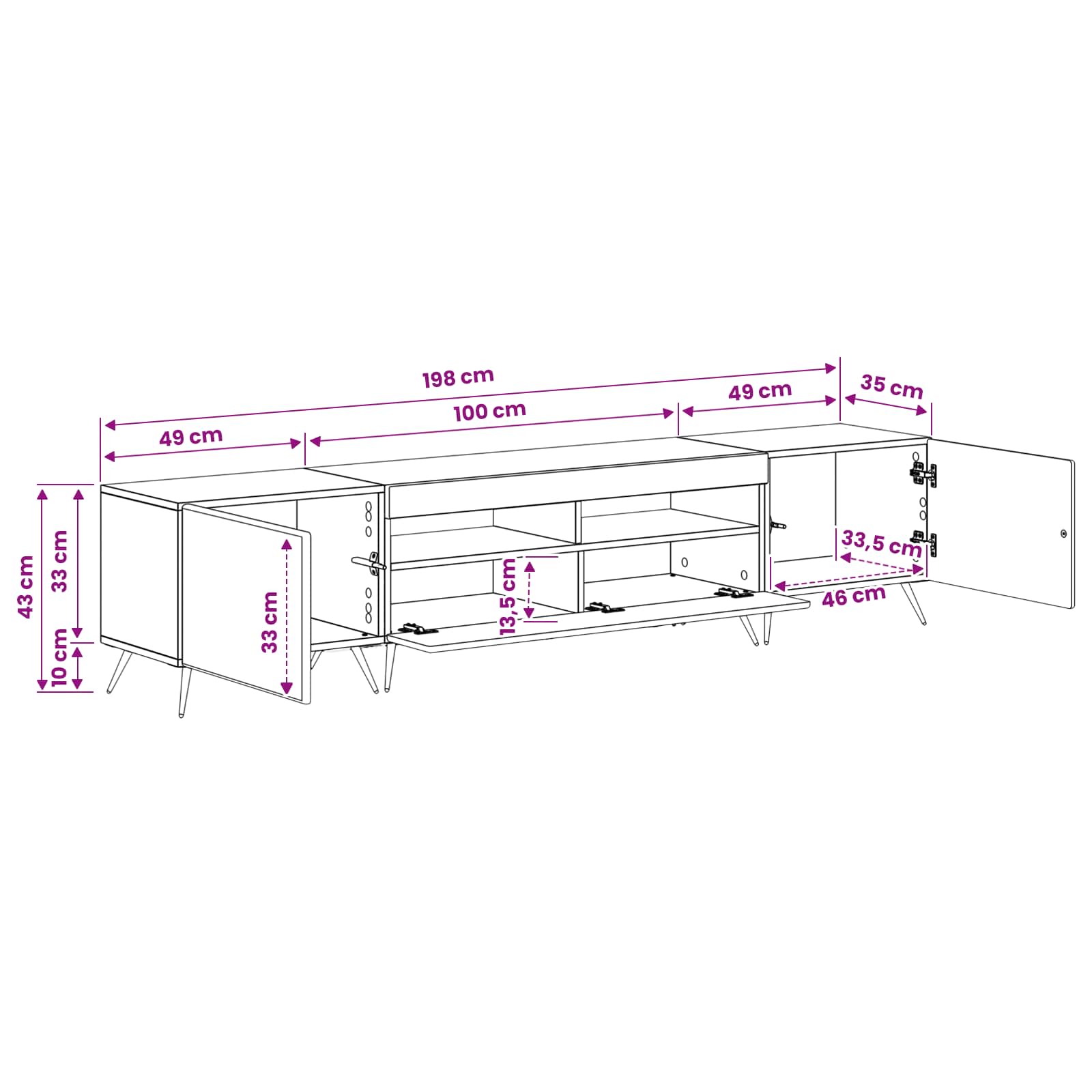 White TV Cabinet Set 49x35x43cm