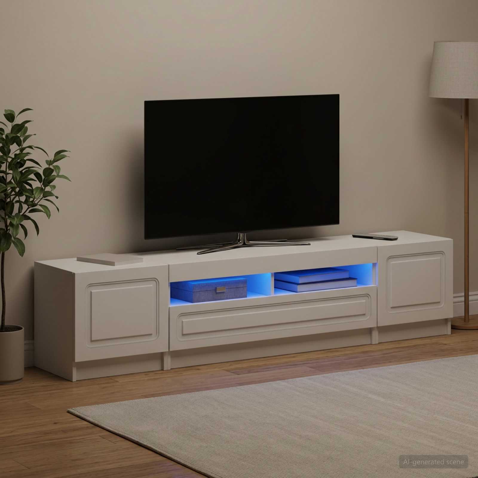 Modern TV Cabinet White Wood 49x35x40cm