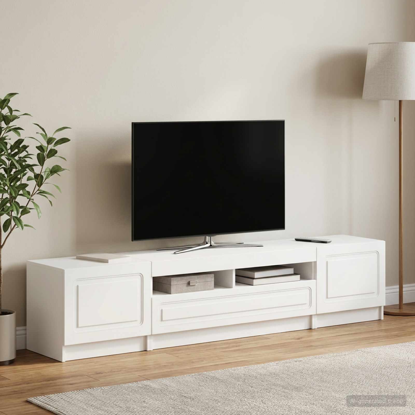 Modern TV Cabinet White Wood 49x35x40cm