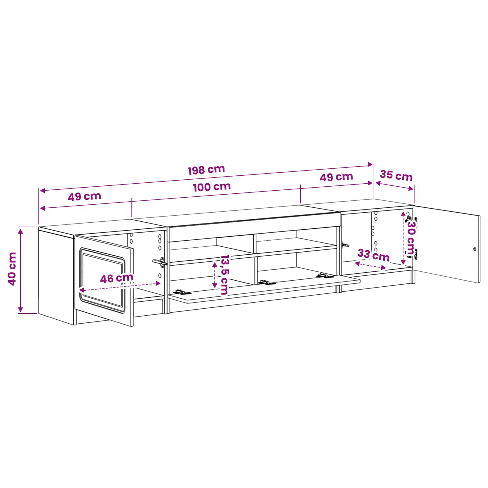 Modern TV Cabinet White Wood 49x35x40cm