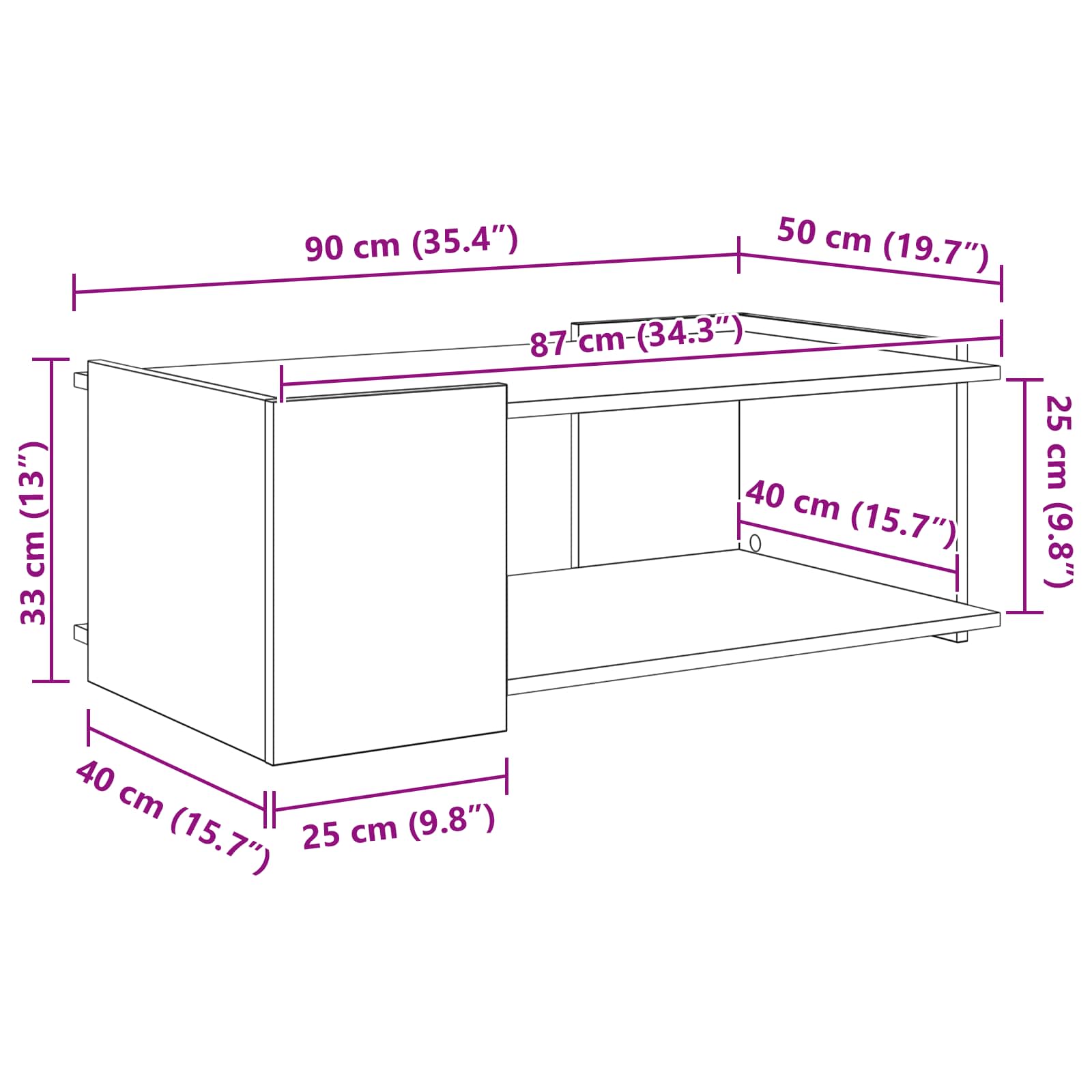 White Coffee Table Engineered Wood 90cm | Simpledeals