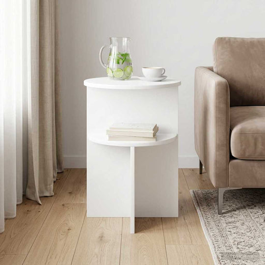 White Side Table Storage Engineered Wood - Furniture > Tables > Accent Tables > End Tables