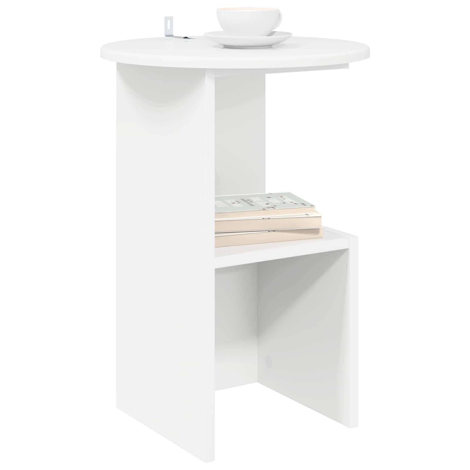White Round Side Table Engineered Wood | Simpledeals