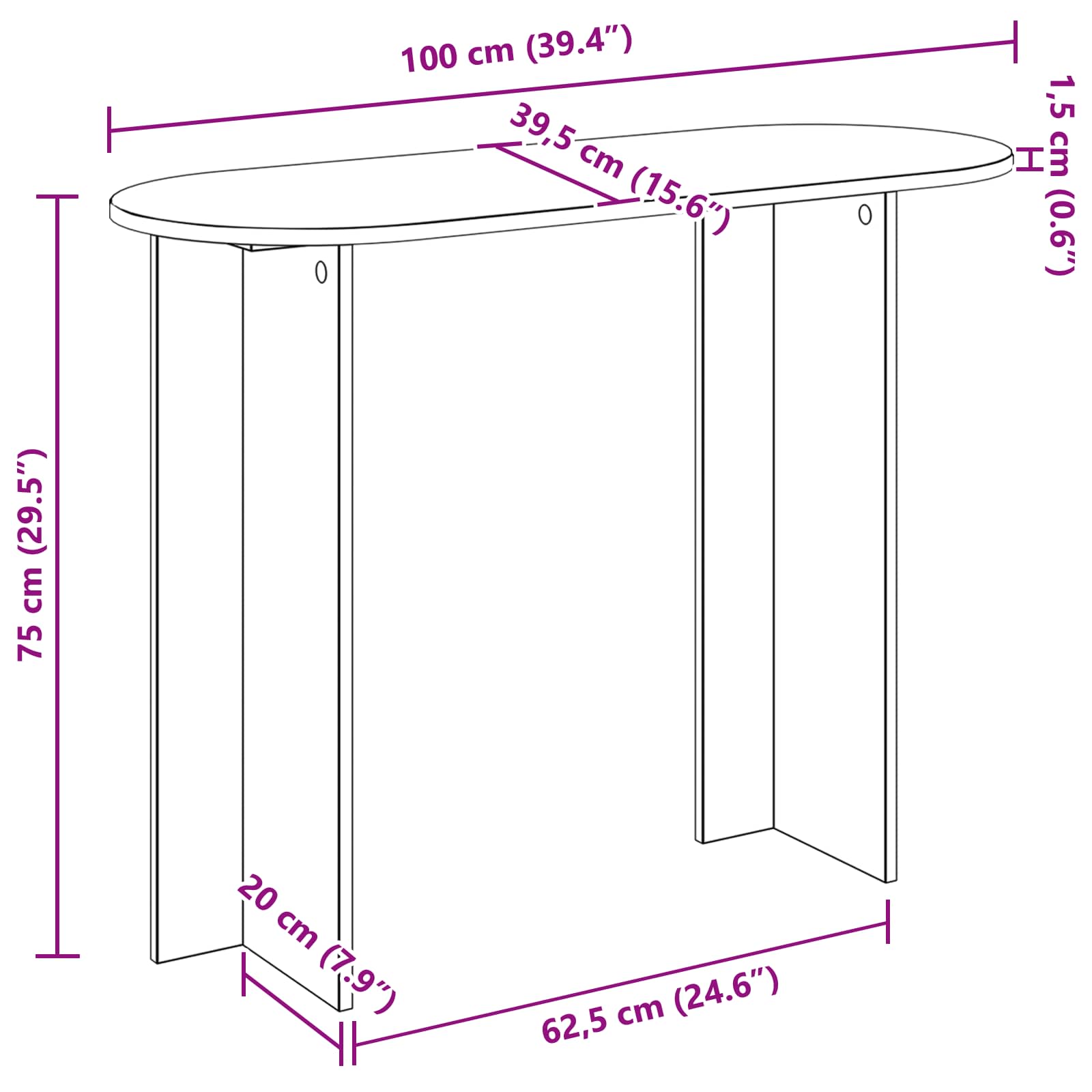 White Console Table Engineered Wood 100cm | Simpledeals