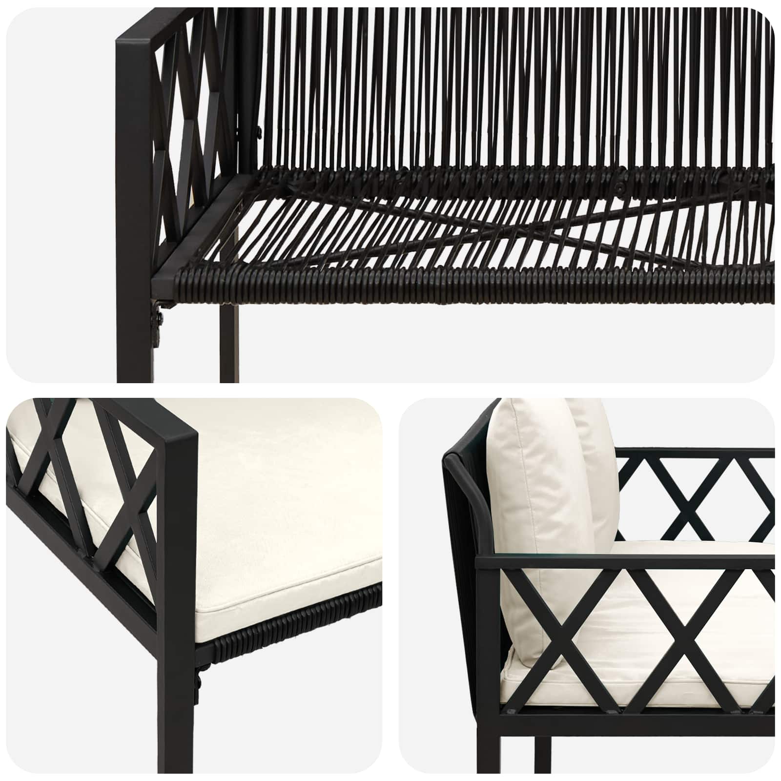2-Seater Poly Rattan Outdoor Bench | Simpledeals
