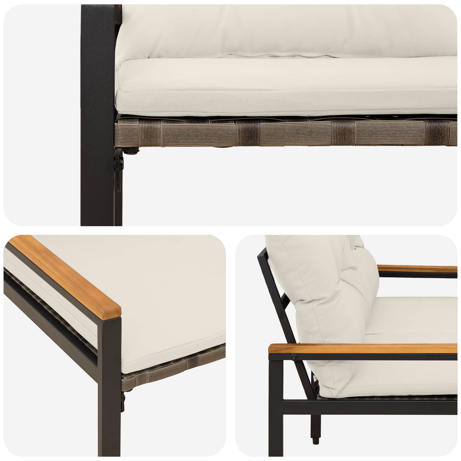 2-Seater Outdoor Poly Rattan Bench | Simpledeals