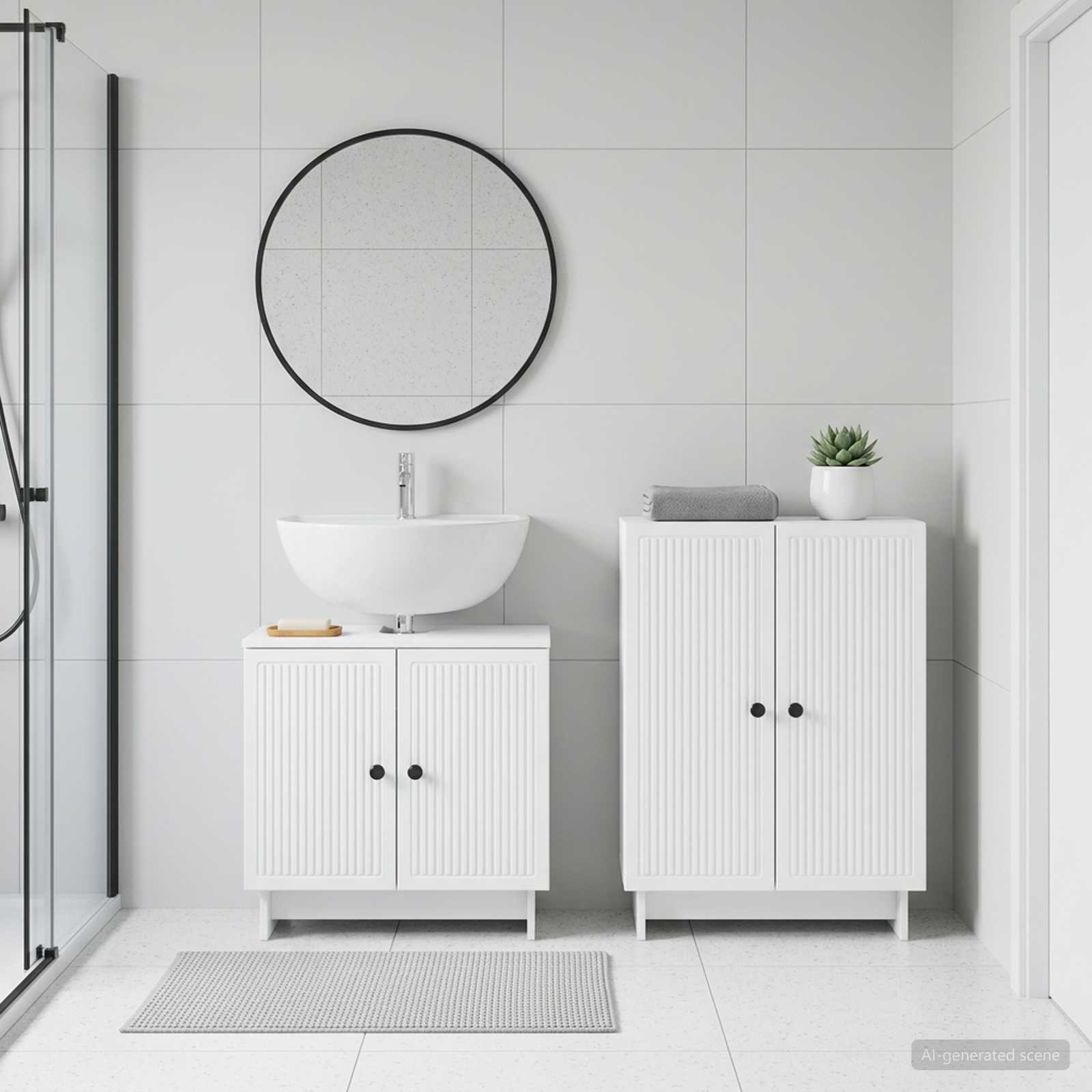 Bathroom Cabinet White Engineered 59.5x31.5x59cm