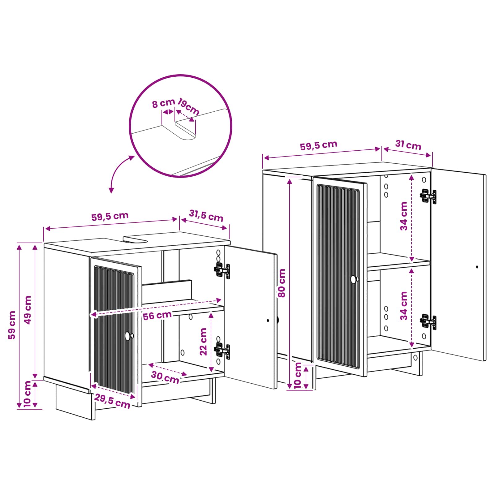Bathroom Cabinet White Engineered 59.5x31.5x59cm