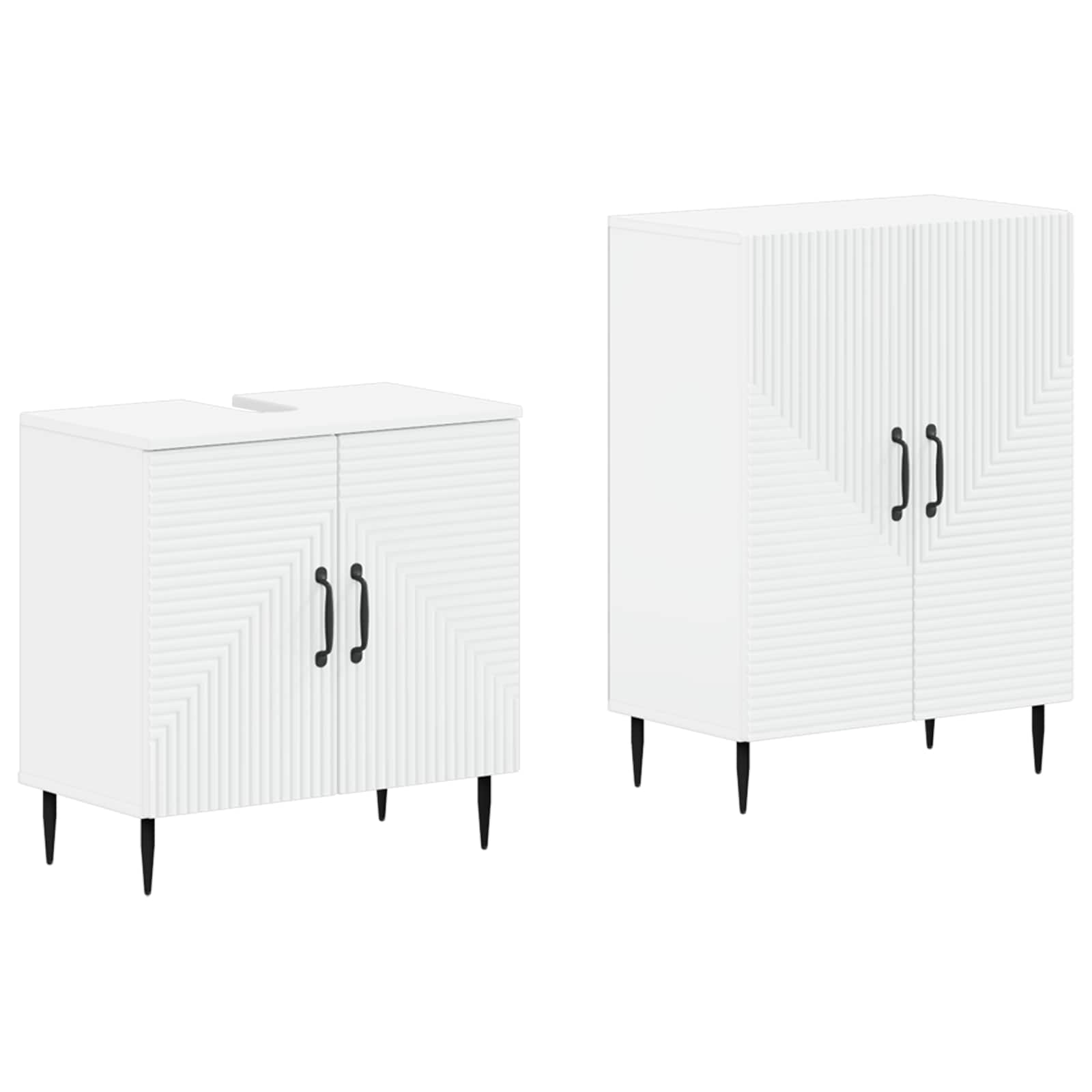 Bathroom Cabinet Set White Engineered Wood 59.5x31.5x59cm