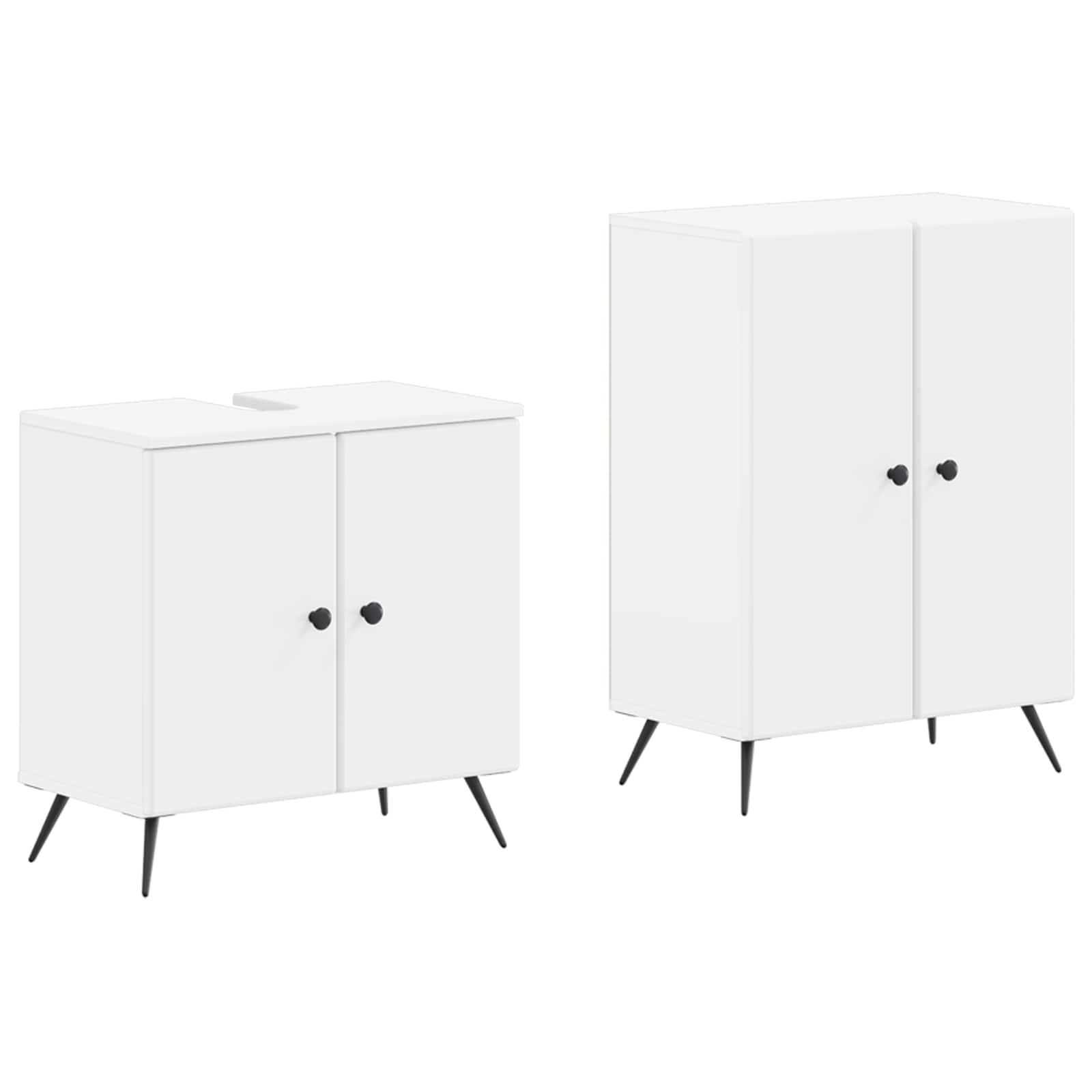 Bathroom Cabinet Set White Wood 59.5x31.5x59cm