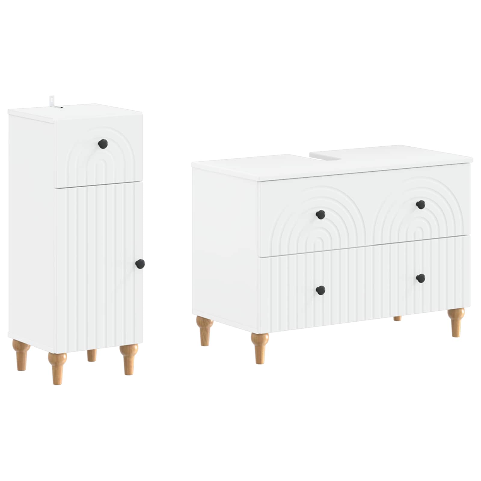 Bathroom Cabinet Set White Engineered Wood 82x41x59cm