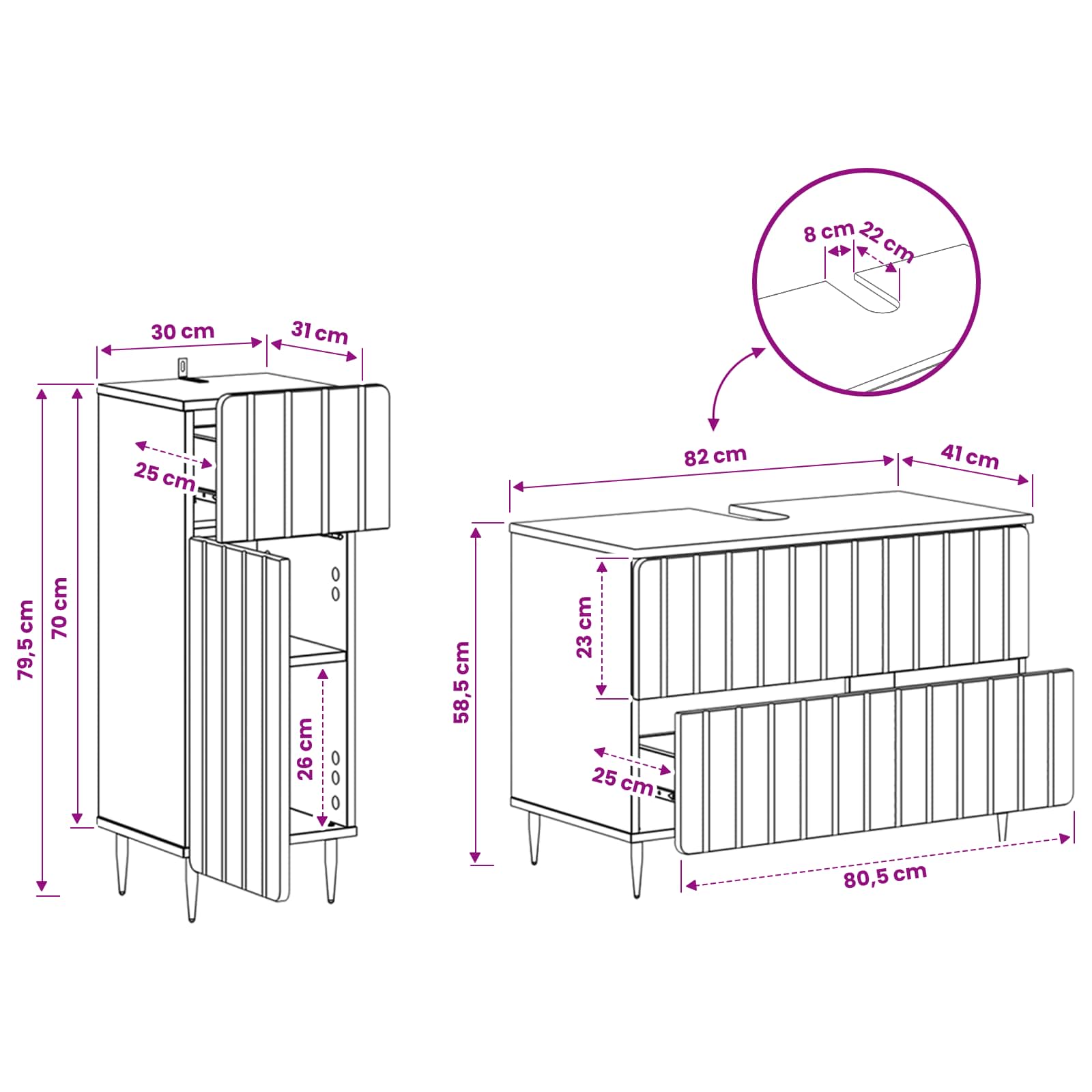 Bathroom Cabinet White Engineered 82x41x59cm