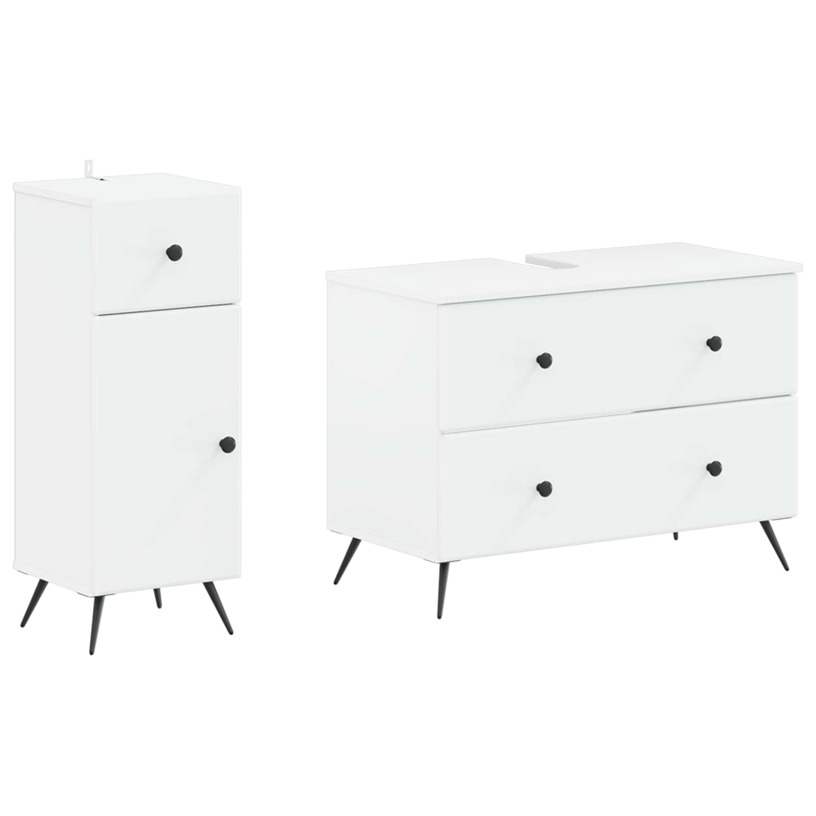 Bathroom Cabinet Set White Wood 82x41x59cm
