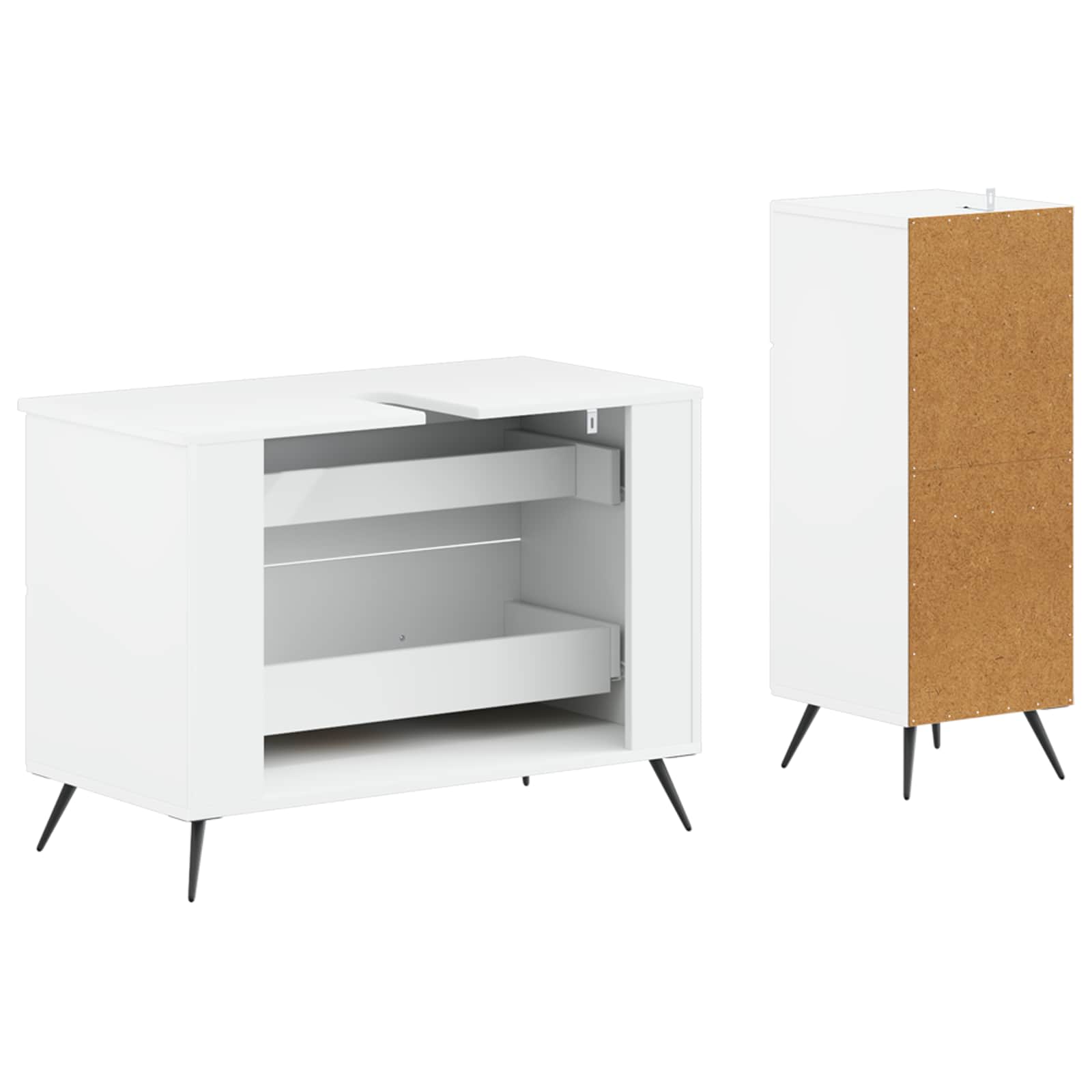 Bathroom Cabinet Set White Wood 82x41x59cm