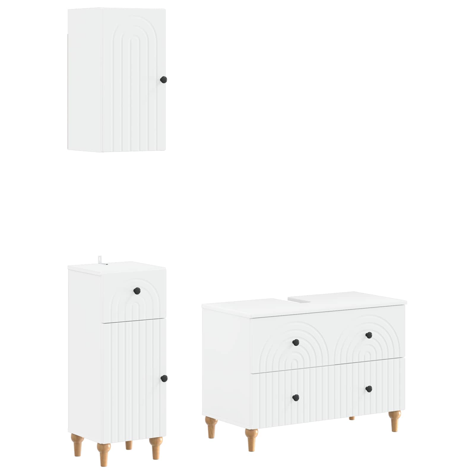 Bathroom Cabinet Set White Wood 30x31x80cm