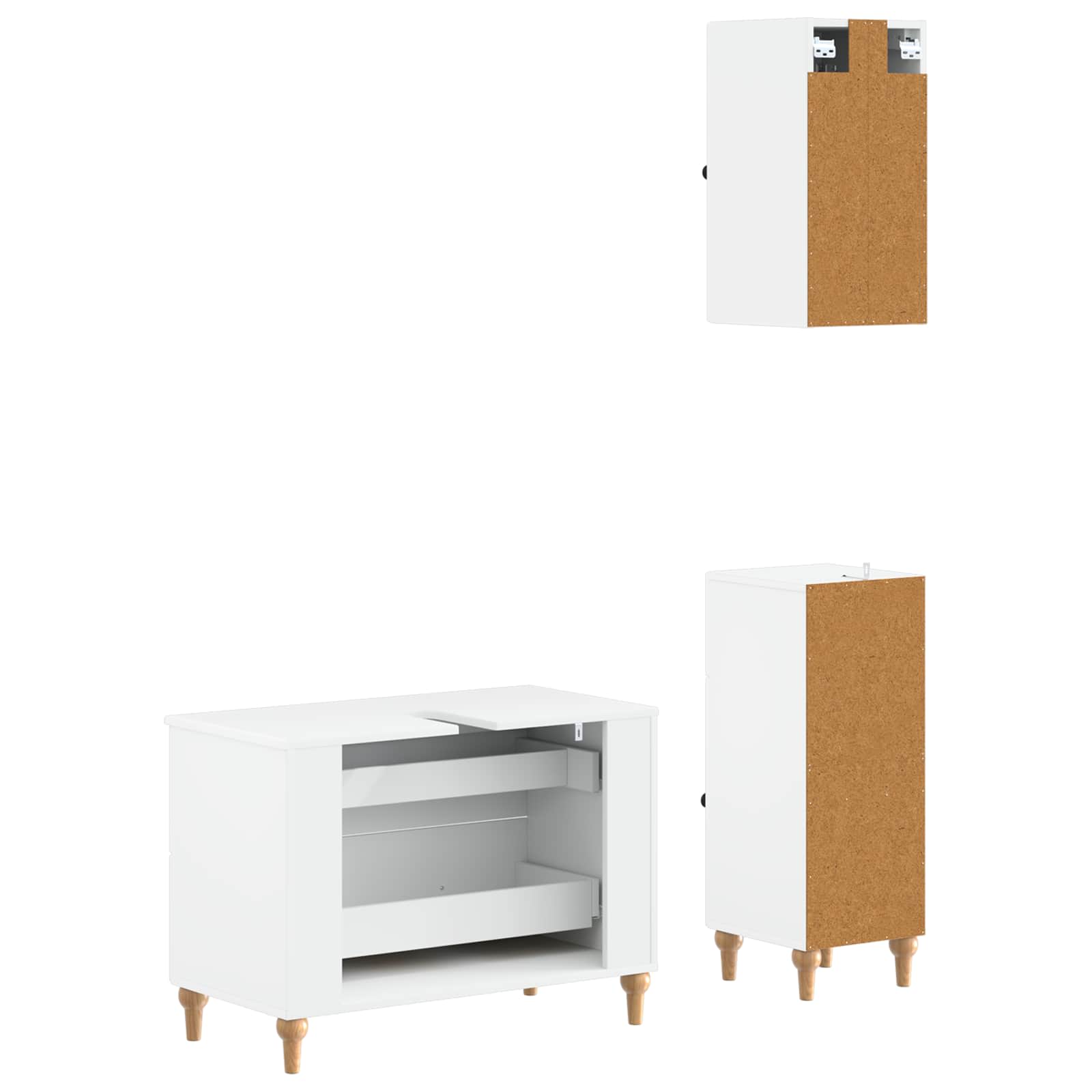 Bathroom Cabinet Set White Wood 30x31x80cm