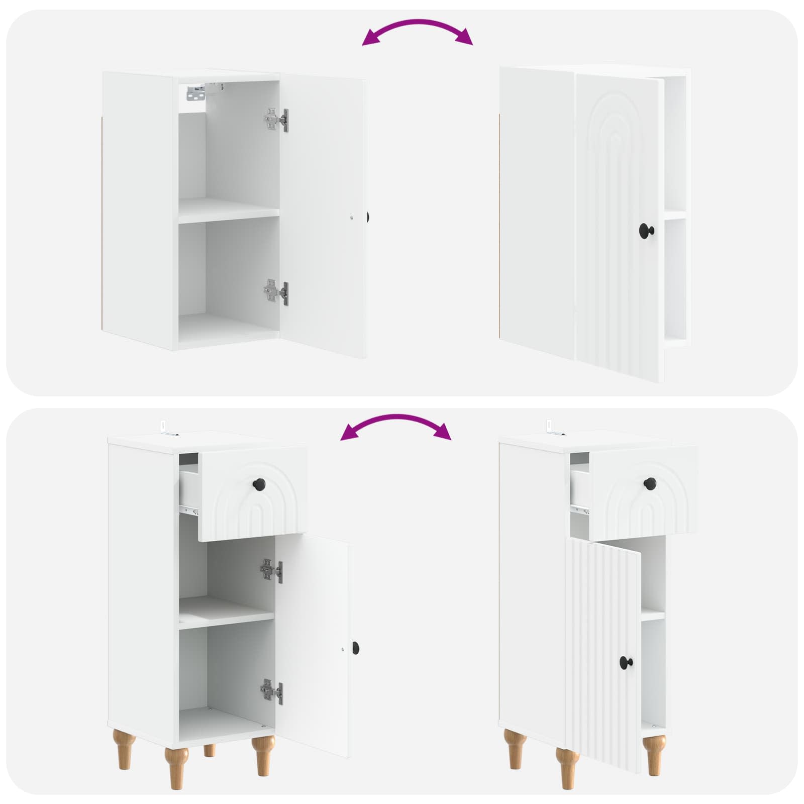 Bathroom Cabinet Set White Wood 30x31x80cm