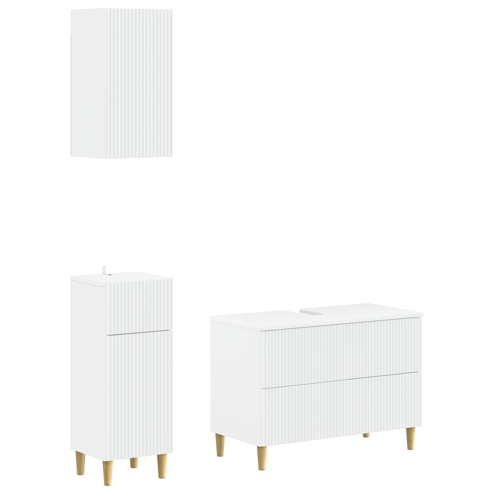 Bathroom Cabinet Set White Engineered Wood 30x31x80cm