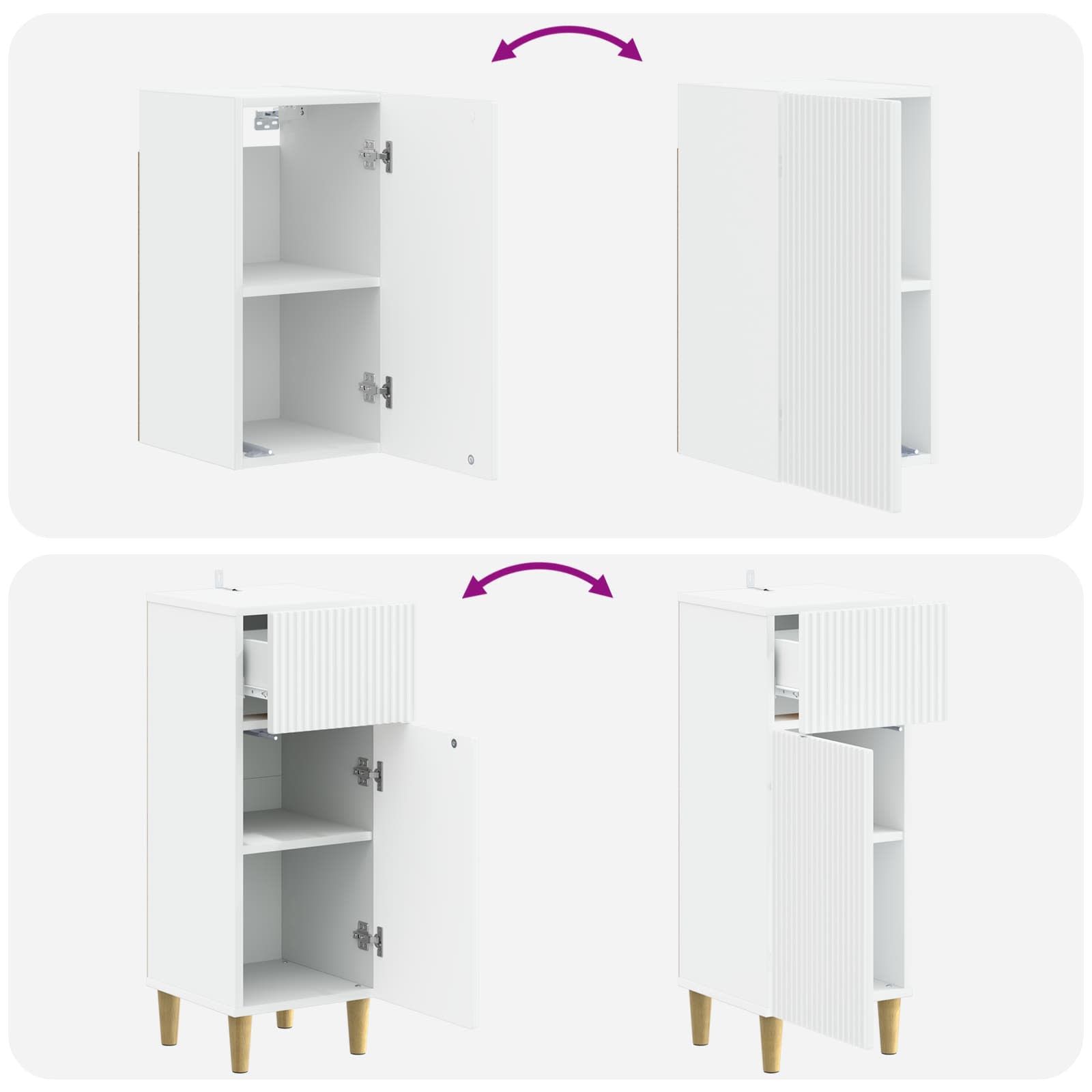 Bathroom Cabinet Set White Engineered Wood 30x31x80cm