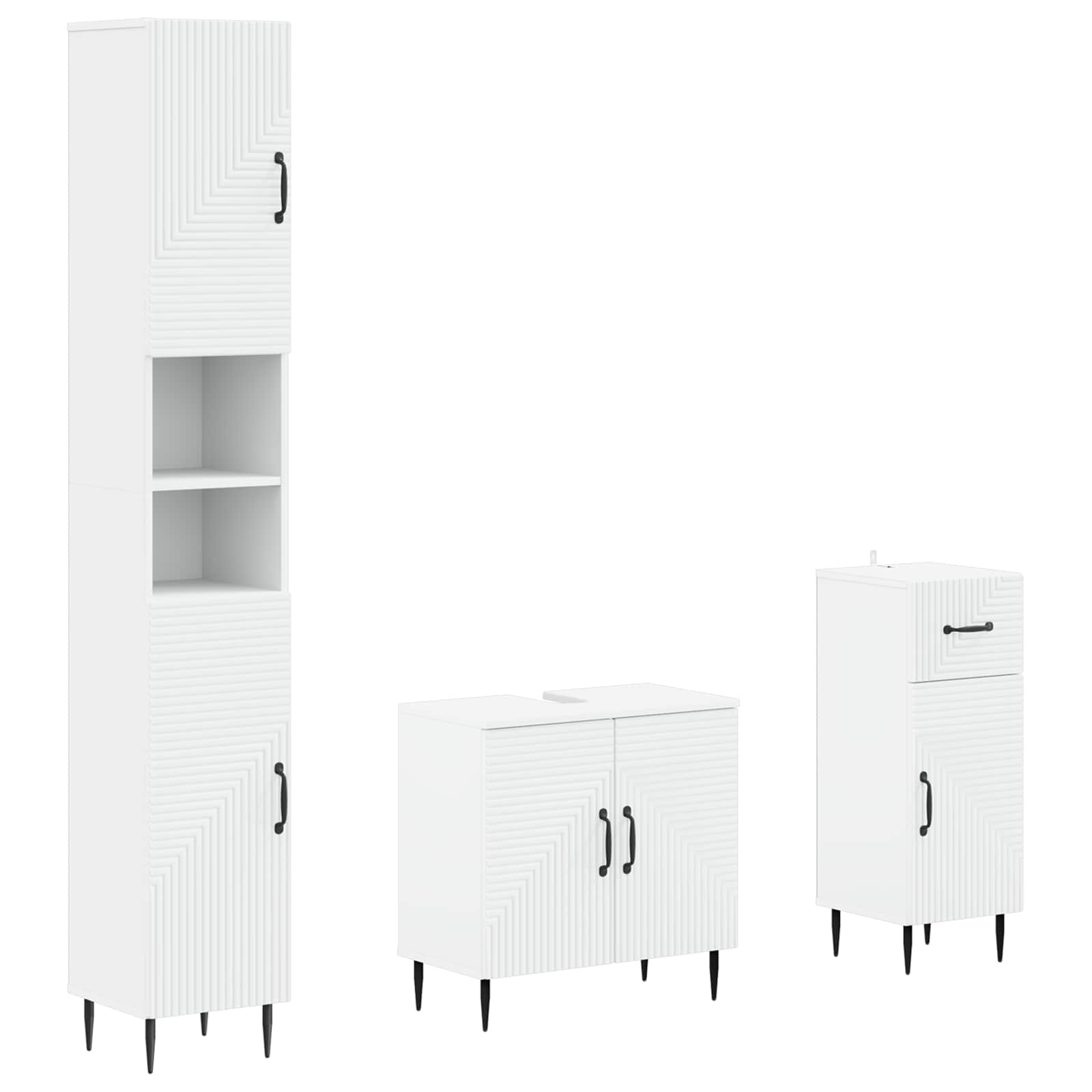 Bathroom Cabinet Set Engineered Wood 30x31x190cm