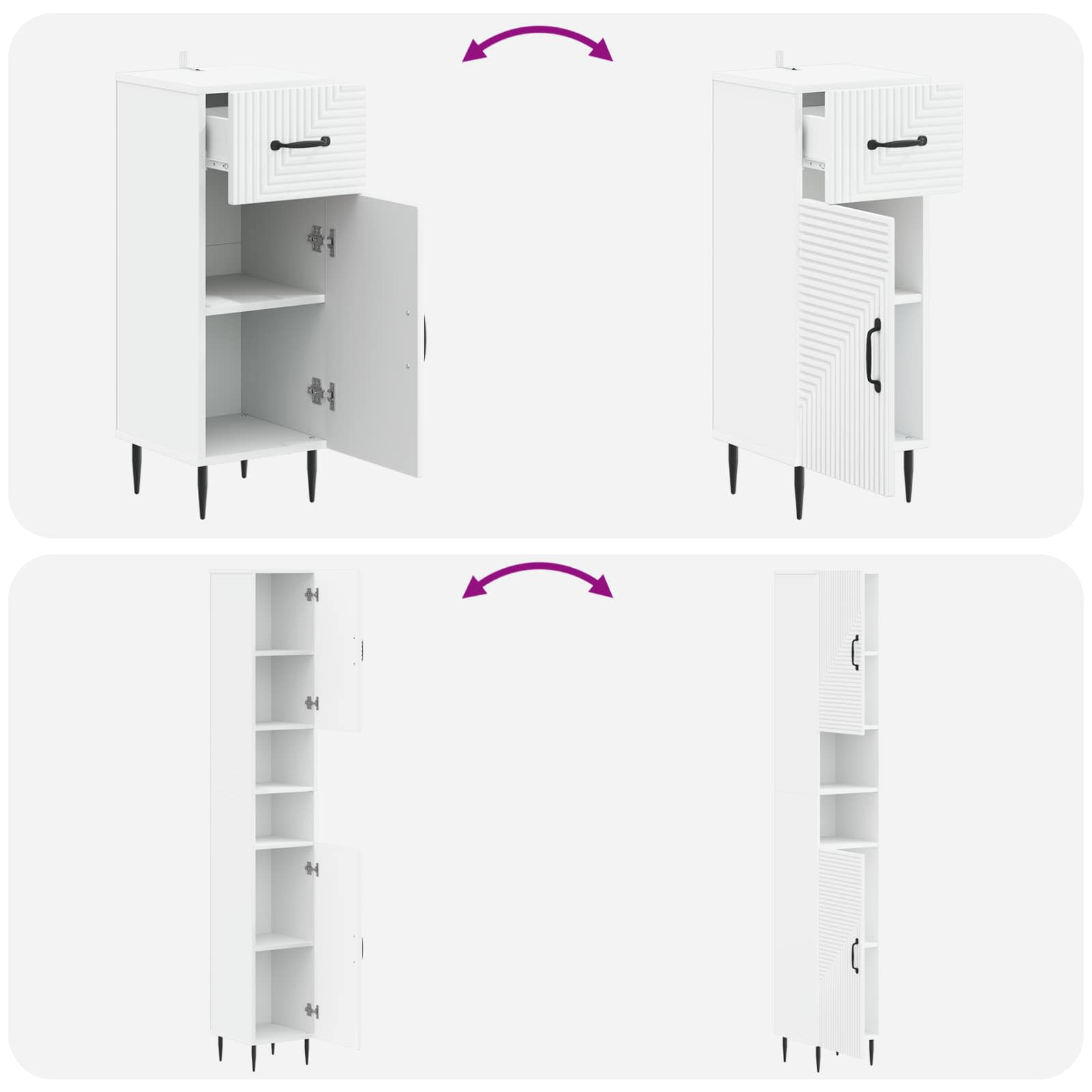 Bathroom Cabinet Set Engineered Wood 30x31x190cm