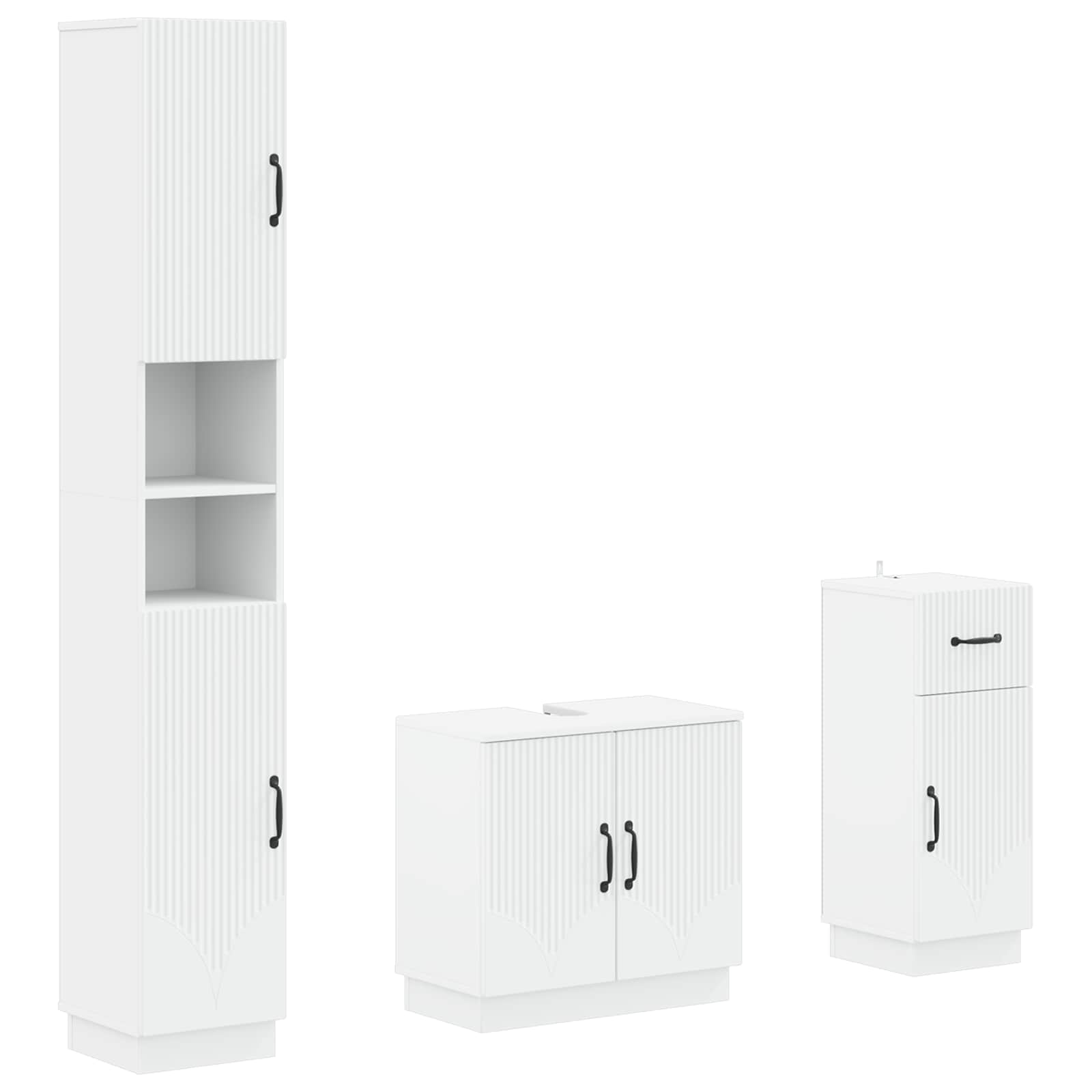Bathroom Cabinet Set Engineered Wood Slim 30x31x190cm