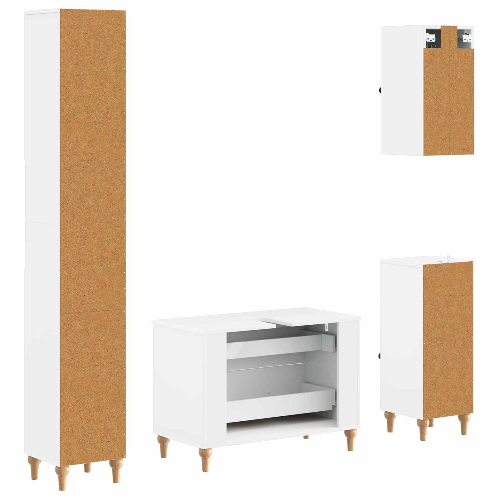 Bathroom Cabinet Set White Engineered 30x31x190cm