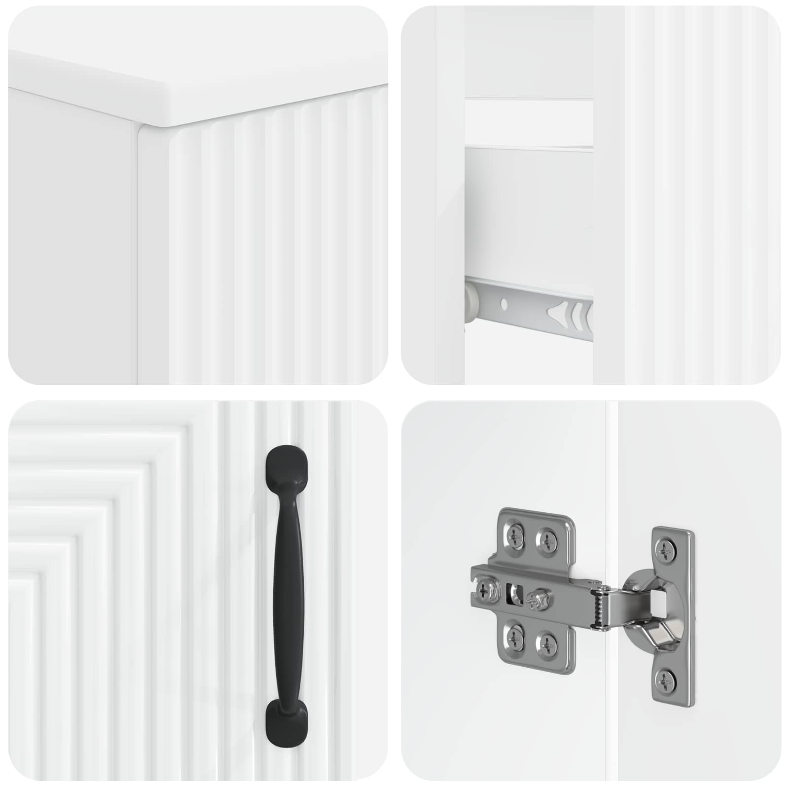 Bathroom Cabinet Set White Wood 30x31x190cm