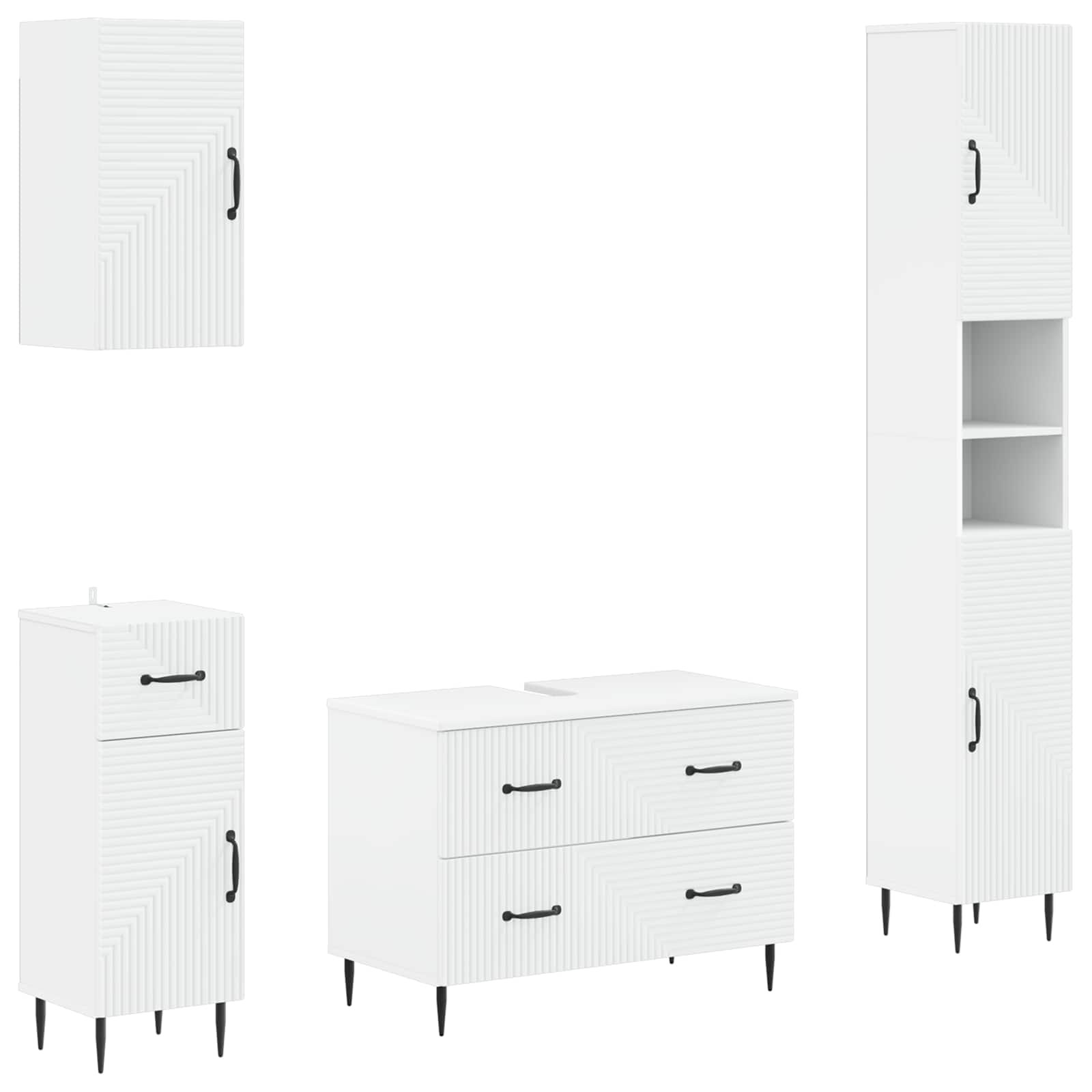 Bathroom Cabinet Set White Wood 30x31x190cm