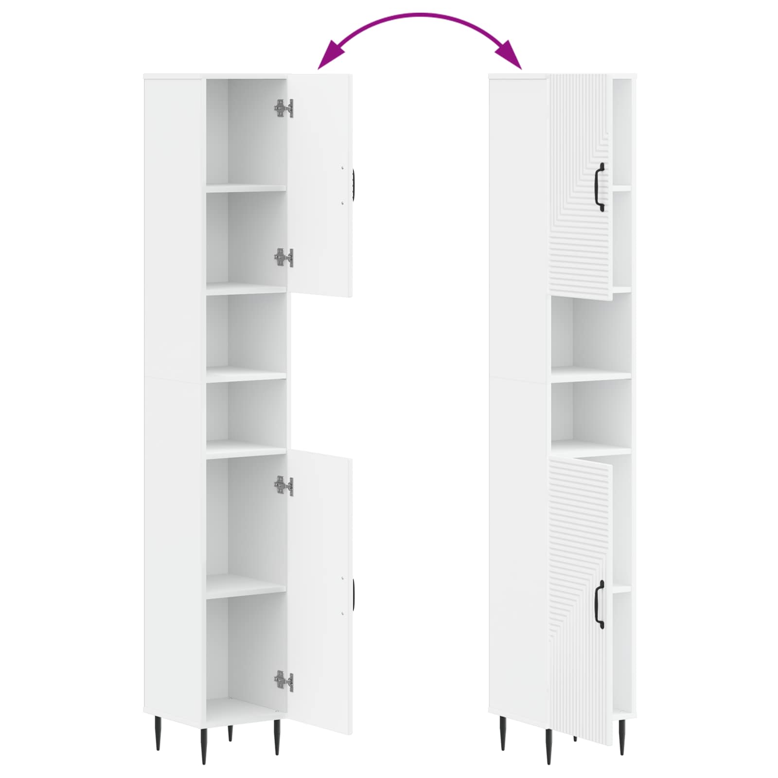 Bathroom Cabinet Set White Wood 30x31x190cm