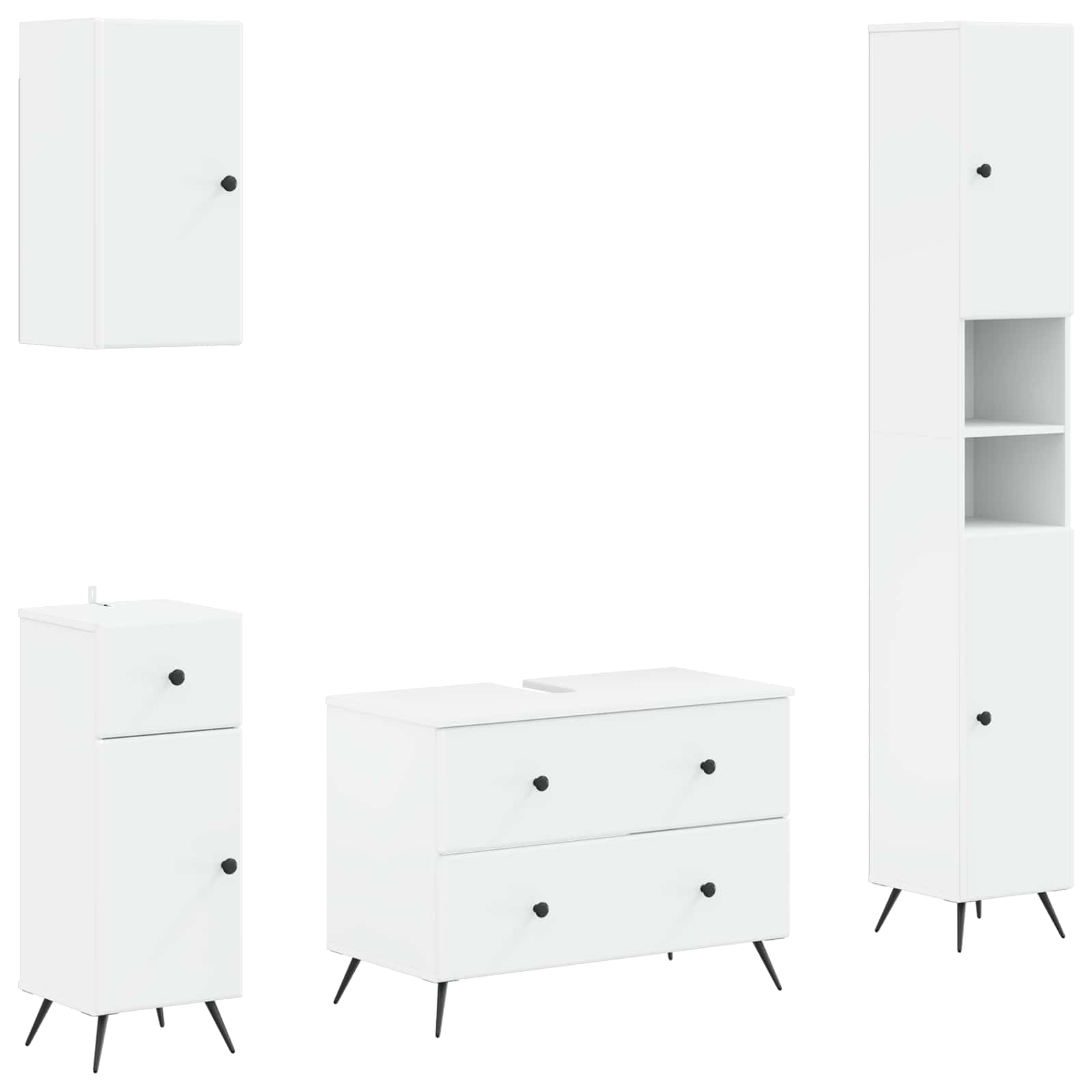 Bathroom Cabinet Set White Engineered Wood 30x31x190cm