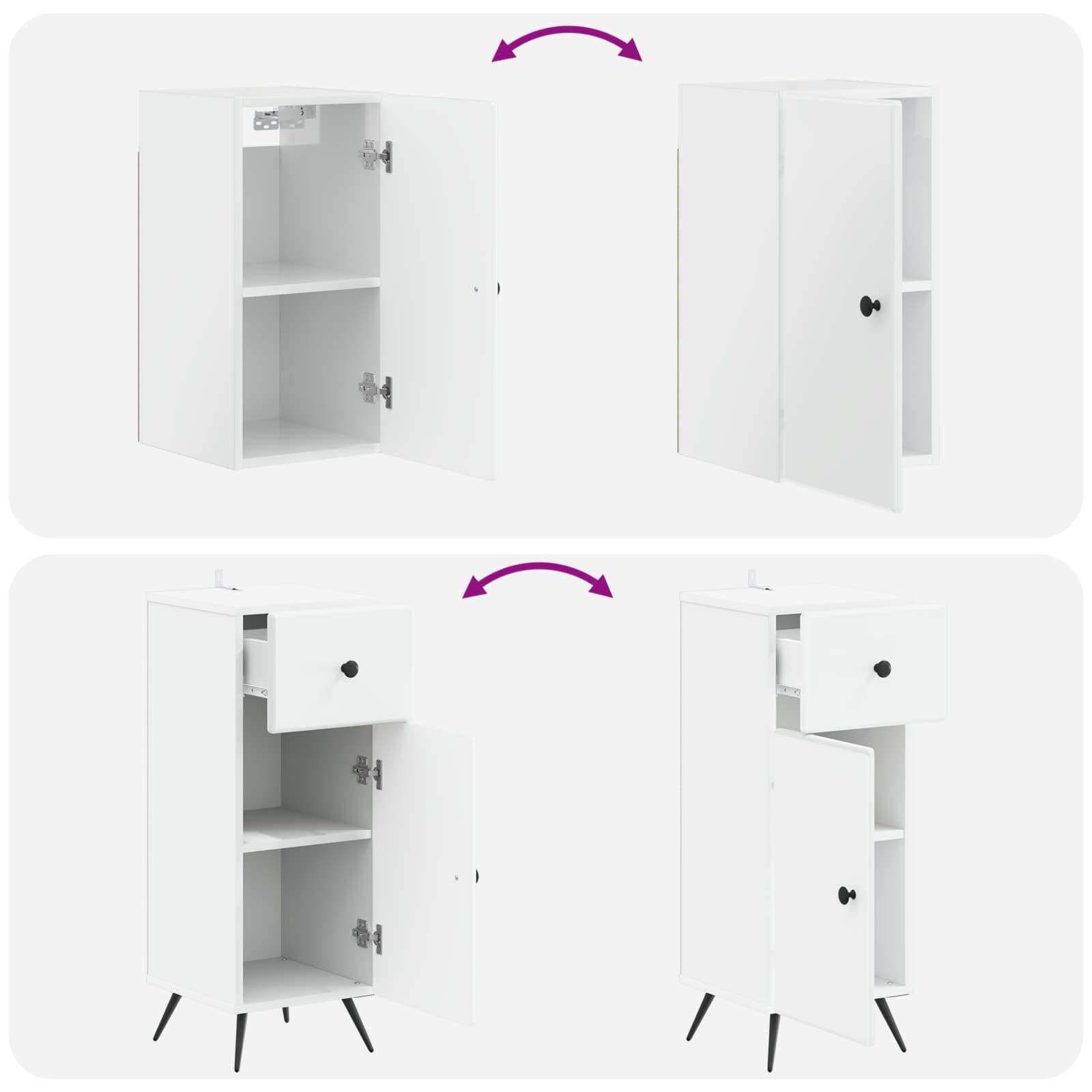 Bathroom Cabinet Set White Engineered Wood 30x31x190cm
