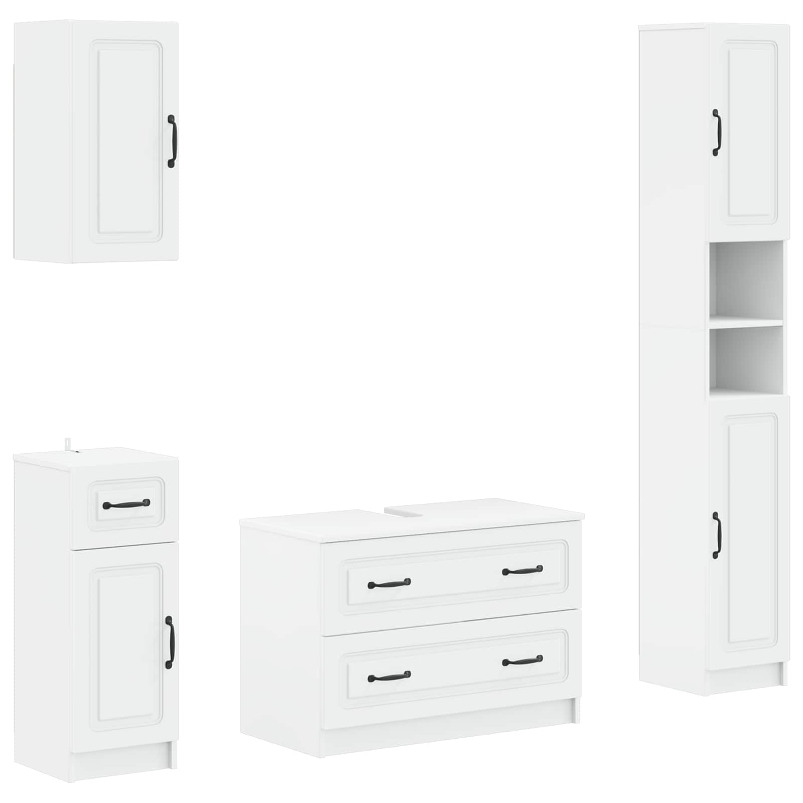 Bathroom Cabinet White Engineered Wood 30x31x190cm