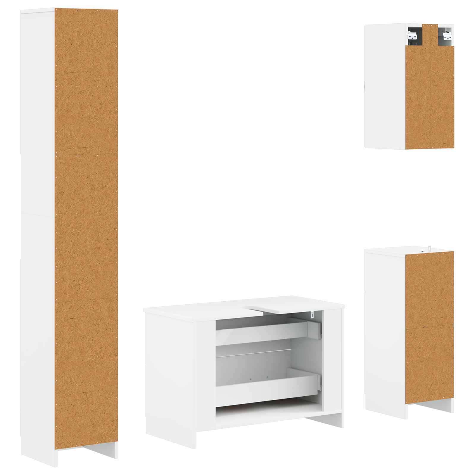 Bathroom Cabinet White Engineered Wood 30x31x190cm