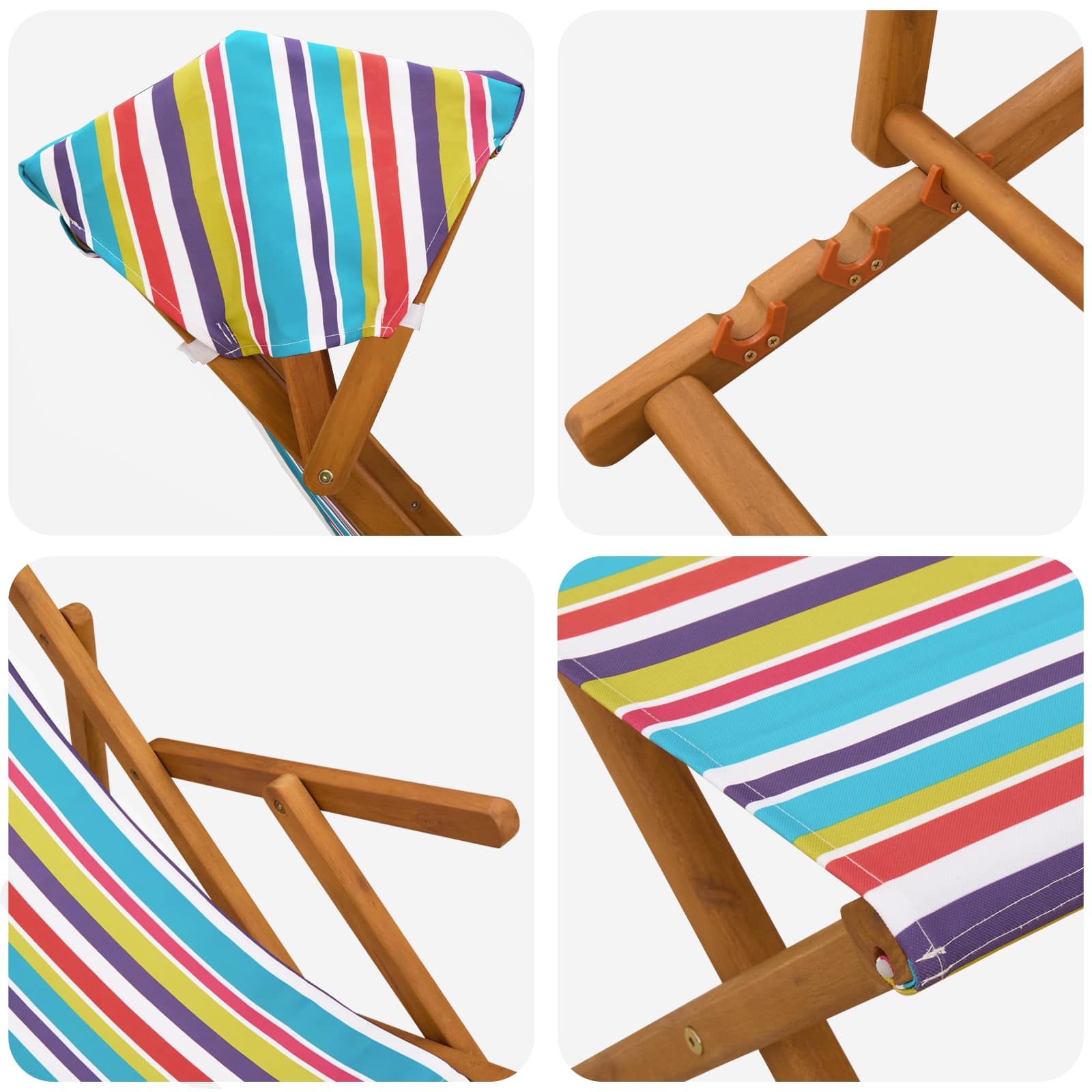 Eucalyptus Deck Chairs Set of 4 Reclining | Simpledeals