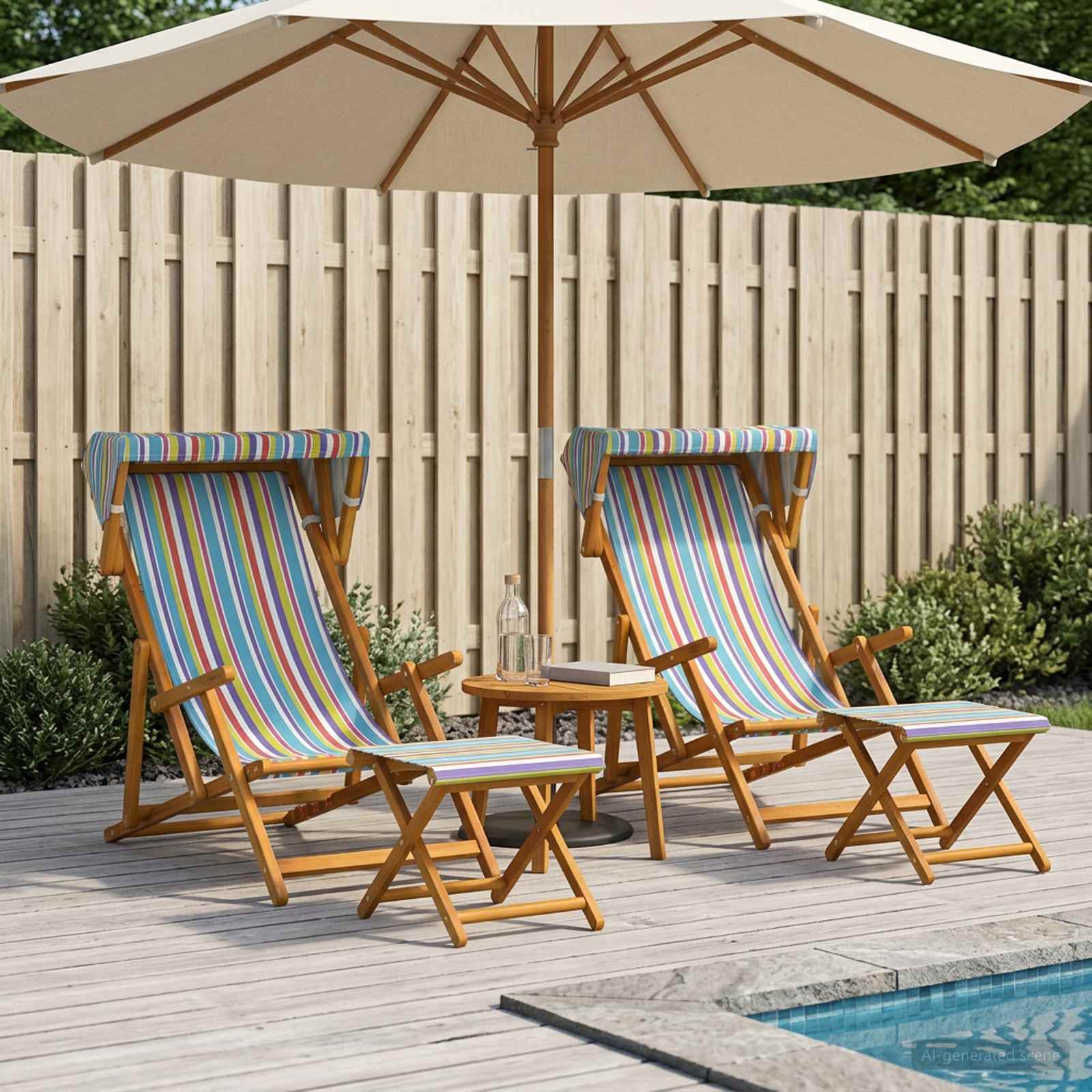 Eucalyptus Deck Chairs Set of 4 Reclining | Simpledeals