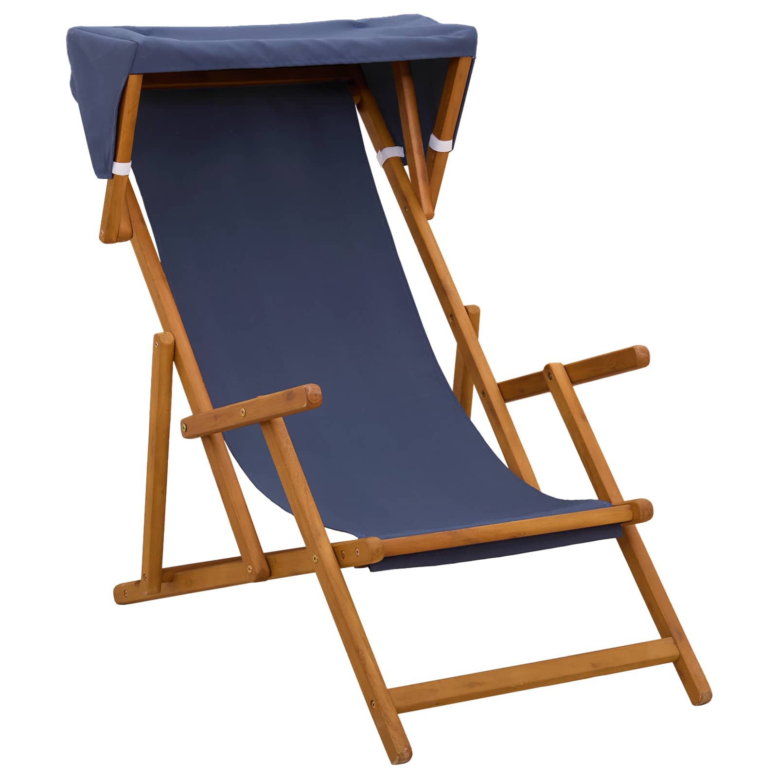 Reclining Deck Chair Solid Wood Blue 67.5x113x103cm