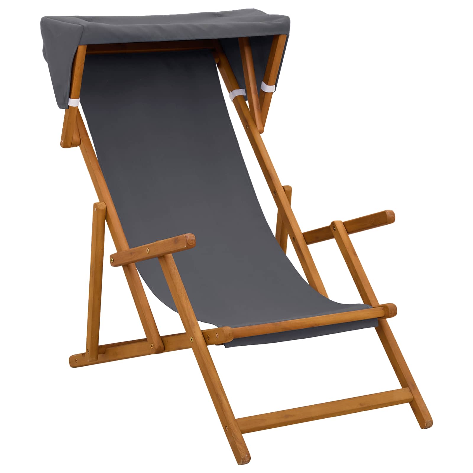 Grey Wooden Deck Chair 67.5x113x103cm
