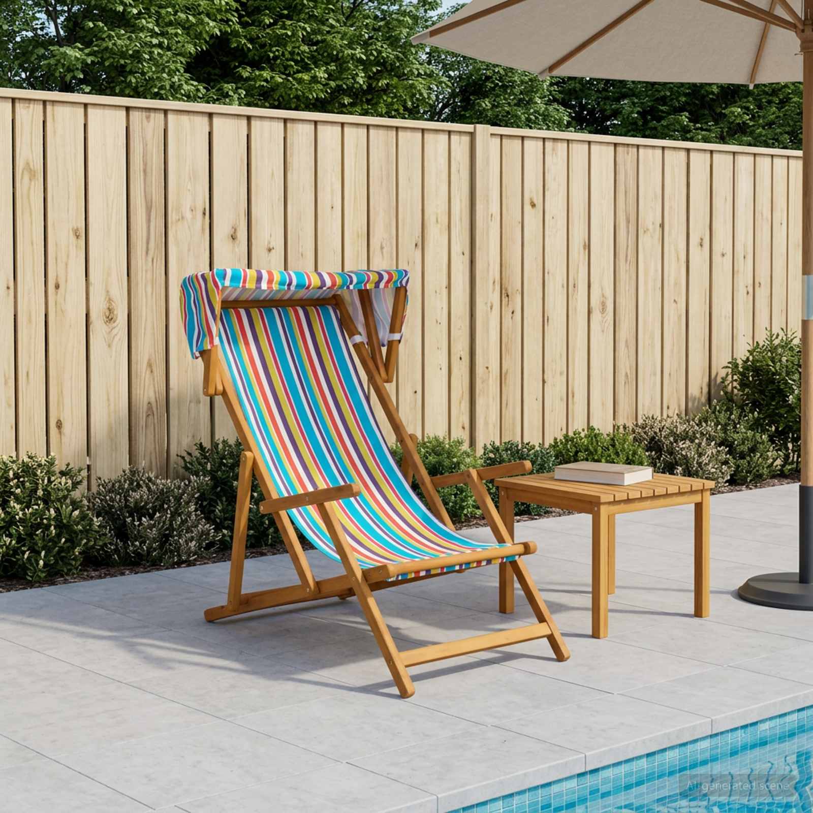 Outdoor Deck Chair 3 Position 67.5x113x103cm