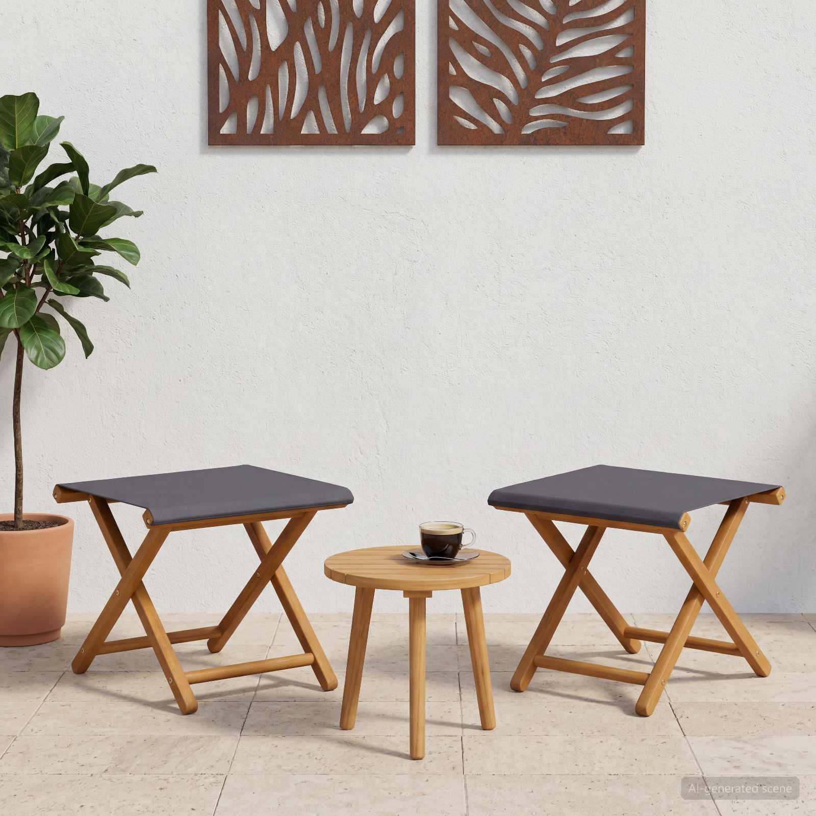 Waterproof Polyester Chair - Grey 41x42x36.5cm