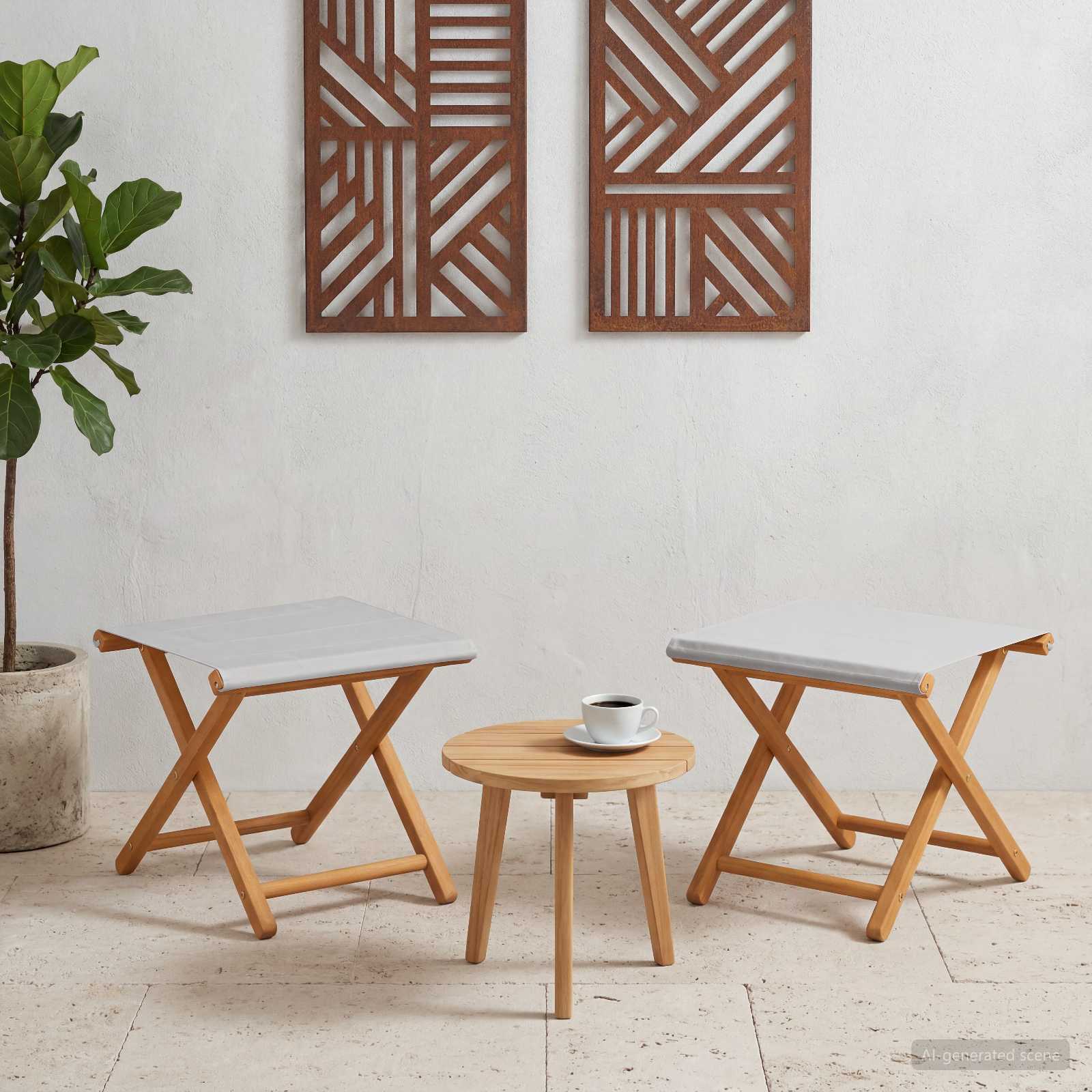 Outdoor Deck Chair Solid Wood Cream 41x42x36.5cm