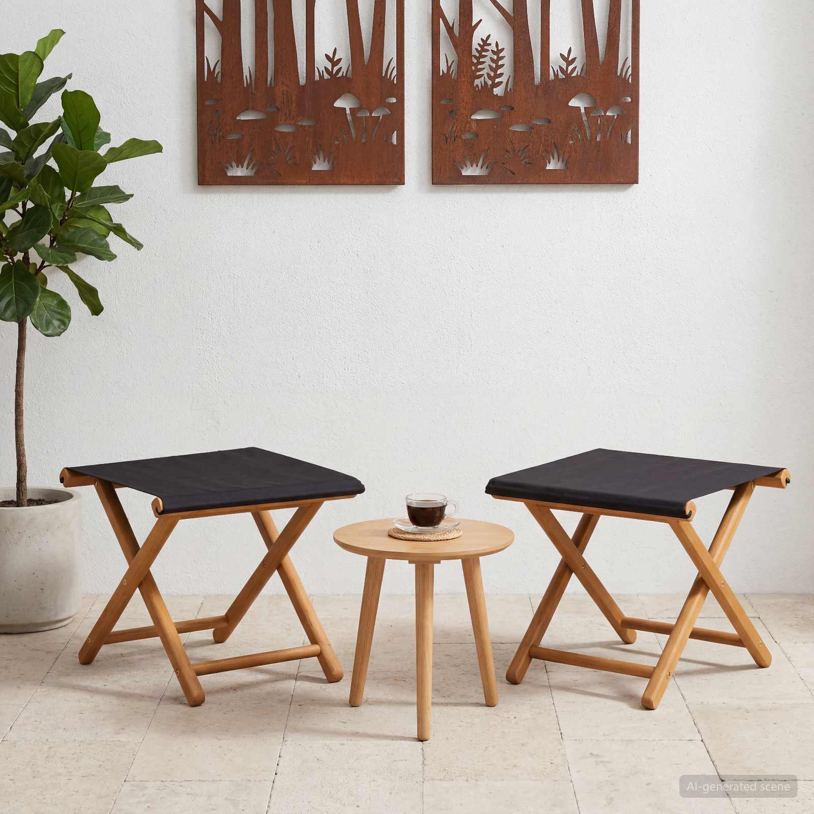 Outdoor Deck Chairs Solid Wood Black 41x42x36.5cm