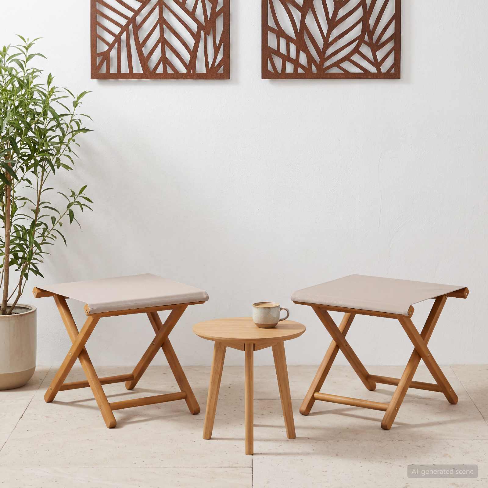 Outdoor Deck Chairs Solid Wood Beige 41x42x36.5cm