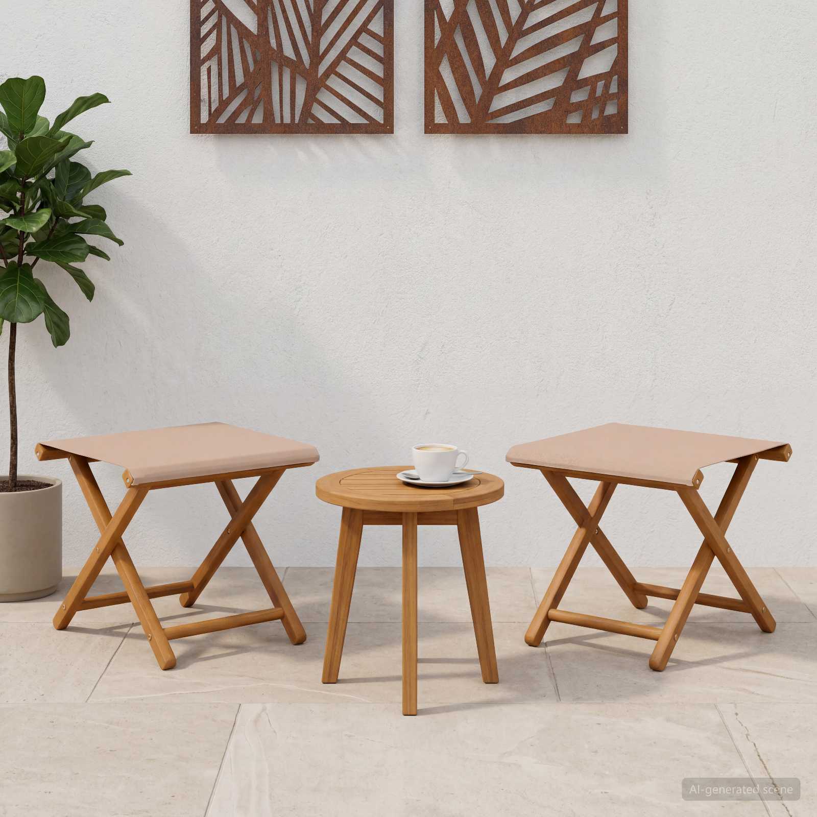 Outdoor Deck Chair Solid Wood Taupe 41x42x36.5cm