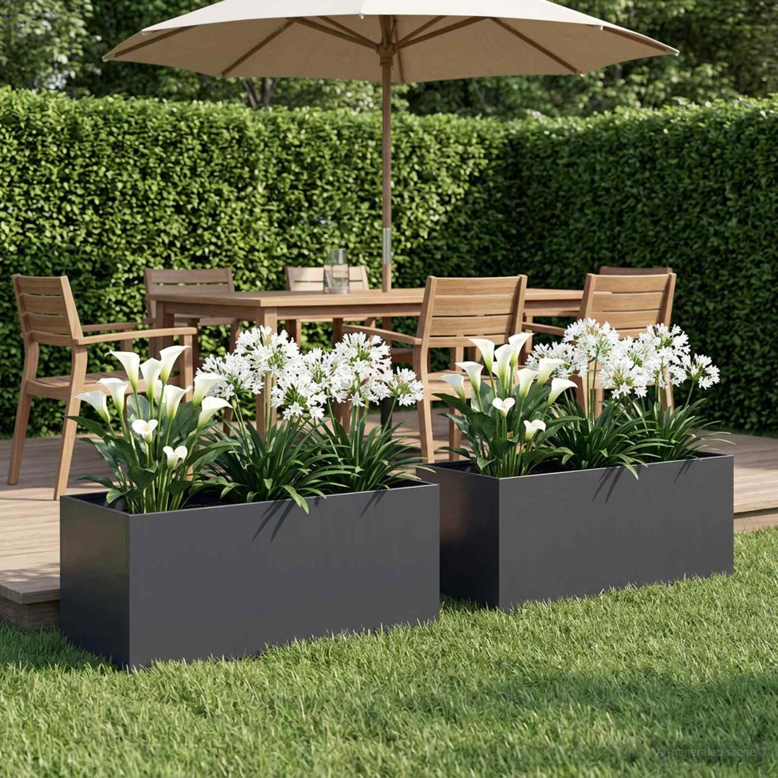 Garden Planter Anthracite Steel 100x40x40cm