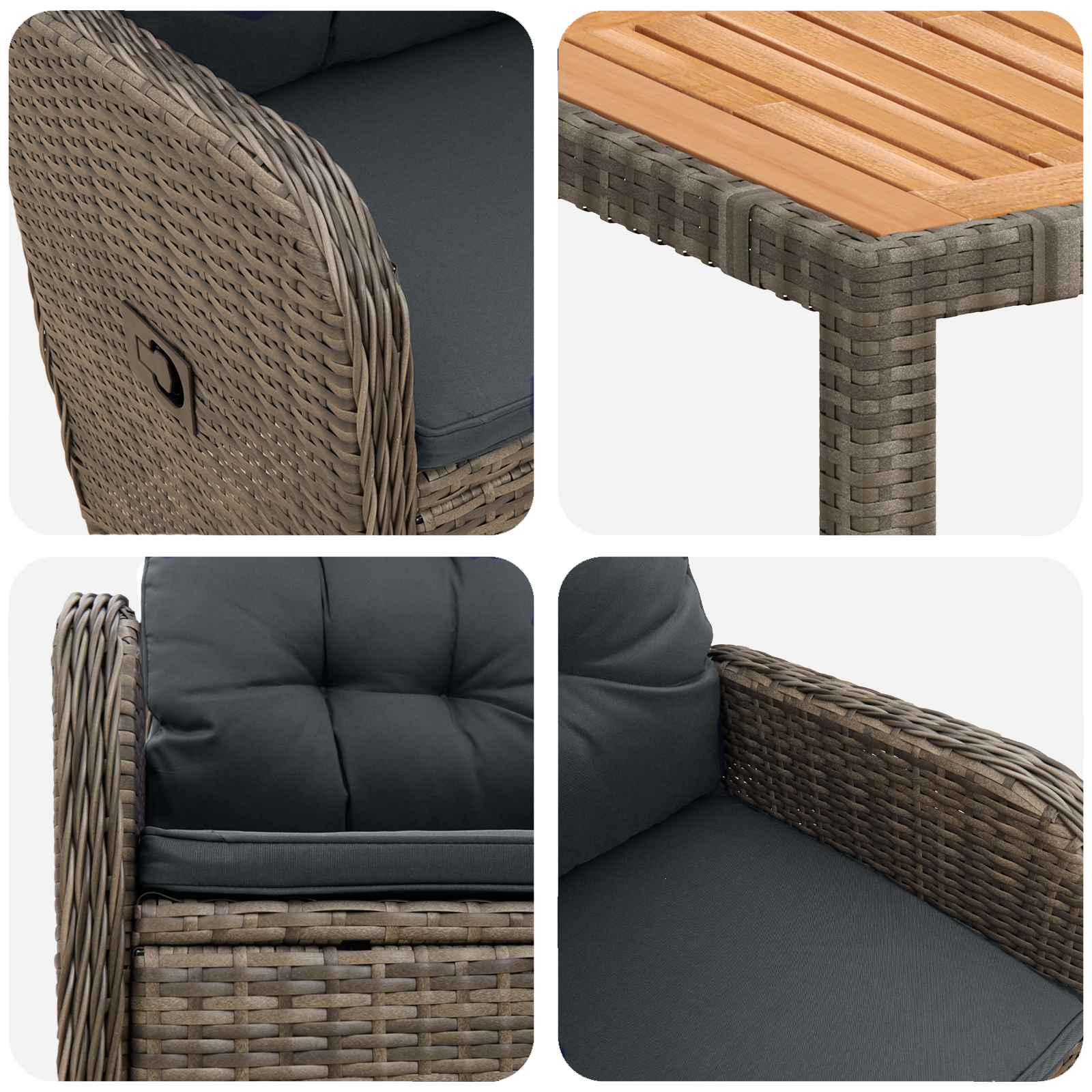 Outdoor Dining Set Grey 57x63x94cm