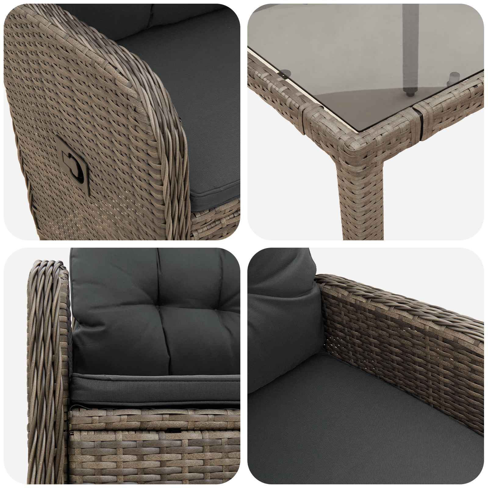 Outdoor Dining Set 3 Piece Grey | Simpledeals