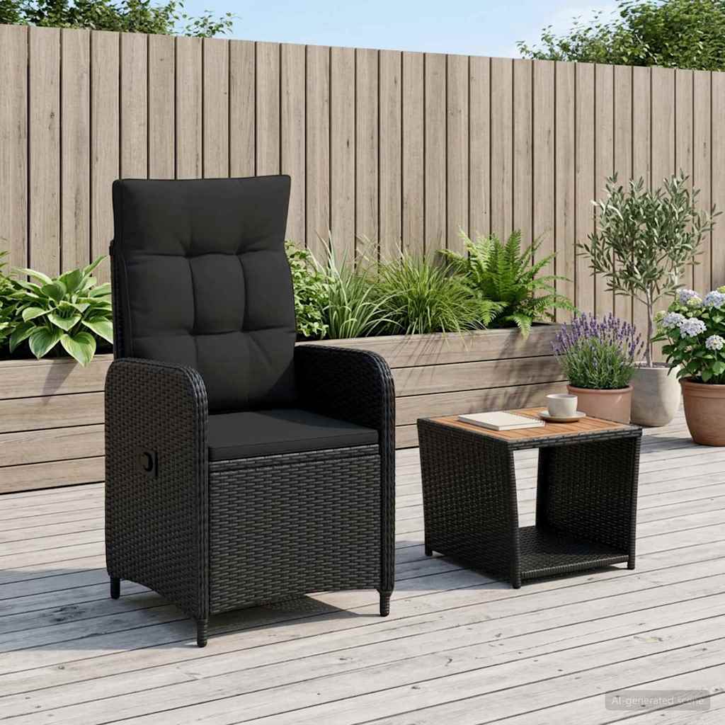 Garden Lounge Set Black Rattan 57x63x94cm