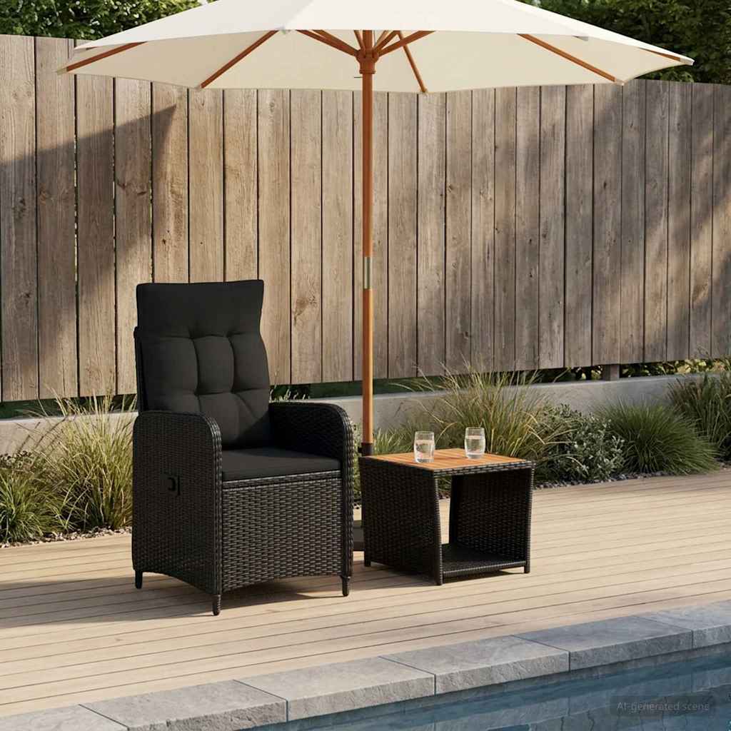 Garden Lounge Set Black Rattan 57x63x94cm