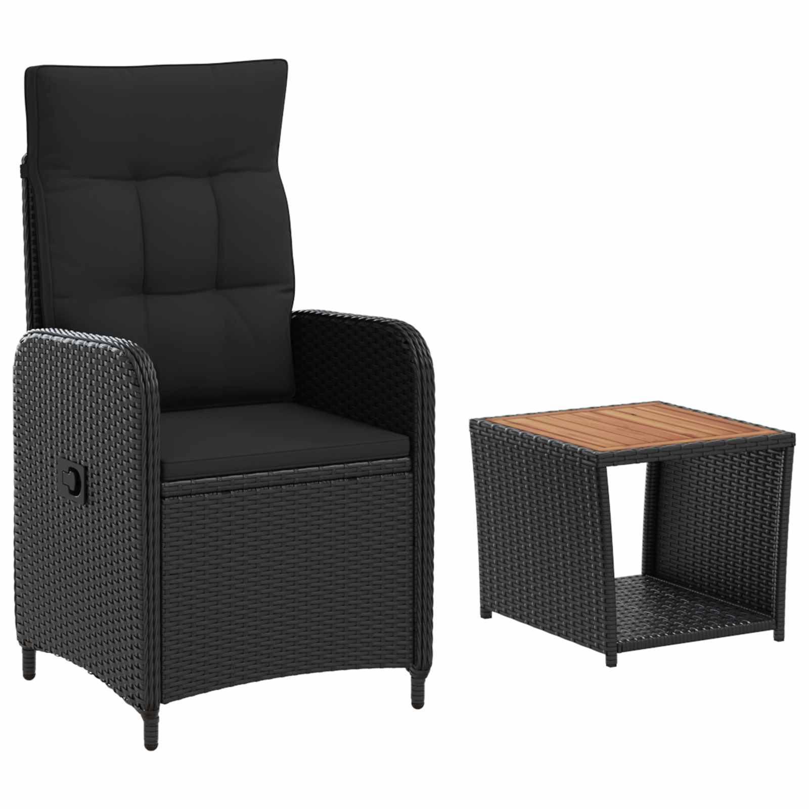 Garden Lounge Set Black Rattan 57x63x94cm